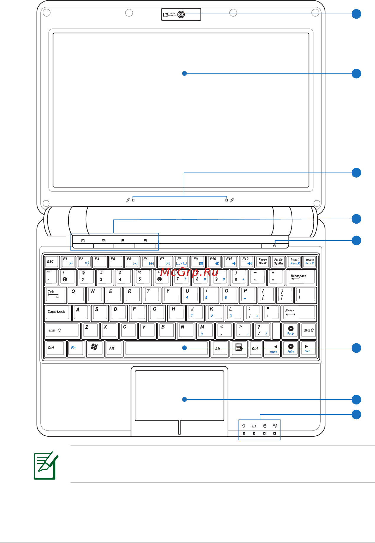 Asus EEEPC 1000 [14/83] Верхняя сторона