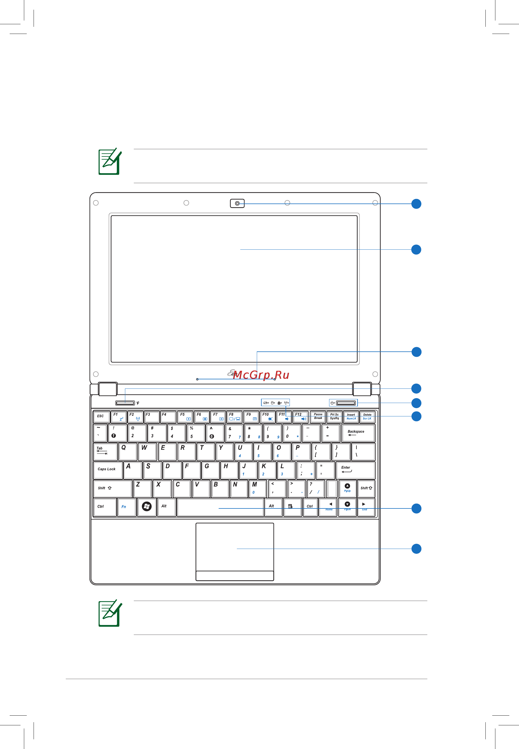 Asus EEEPC 1002HA WINXP [10/58] Верхняя сторона