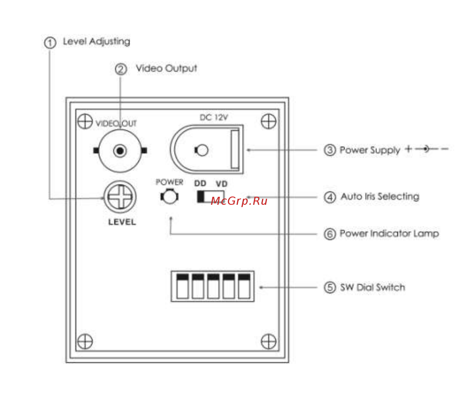 Hikvision DS-2CC502P-A [8/22] Задняя панель камеры в стандартном корпусе