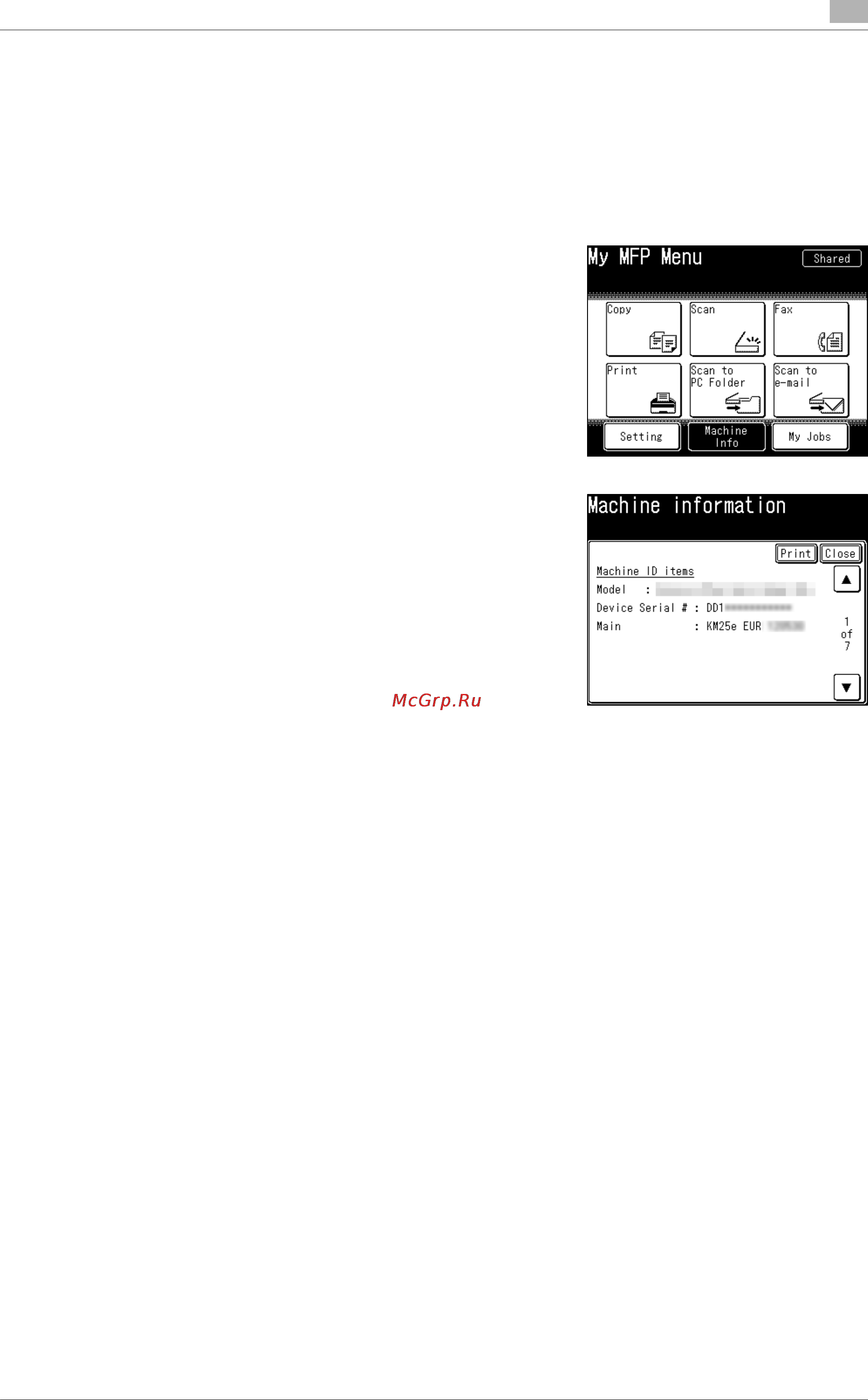 Develop ineo 25e [21/128] Checking the machine information