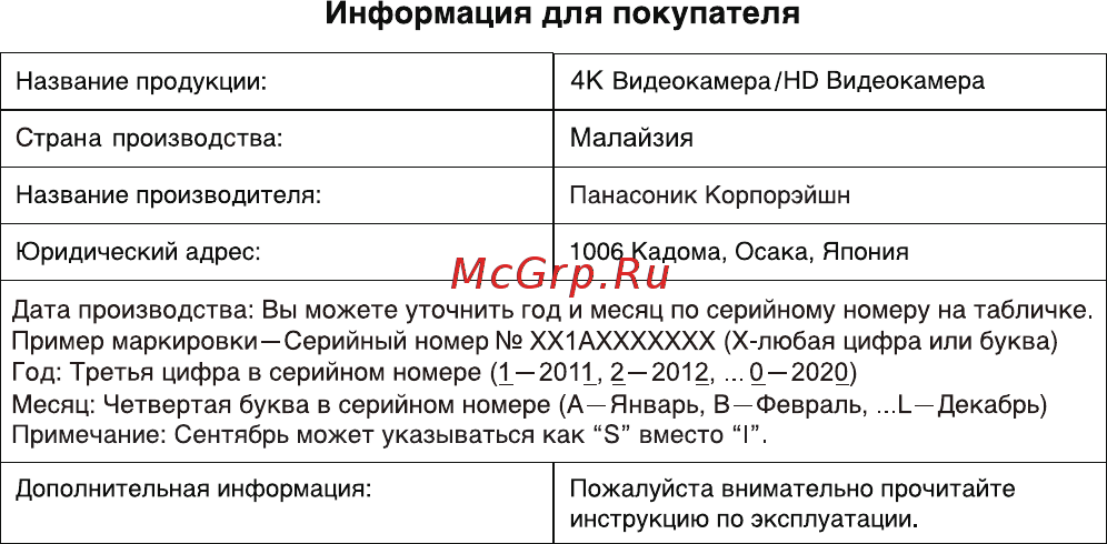 Panasonic HC-V770EE-K Инструкция по эксплуатации онлайн [39/40] 587214
