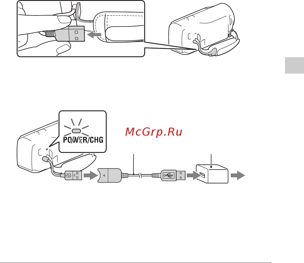 Sony HDR-CX405 Handycam [9/68] Зарядка батареи с использованием компьютера
