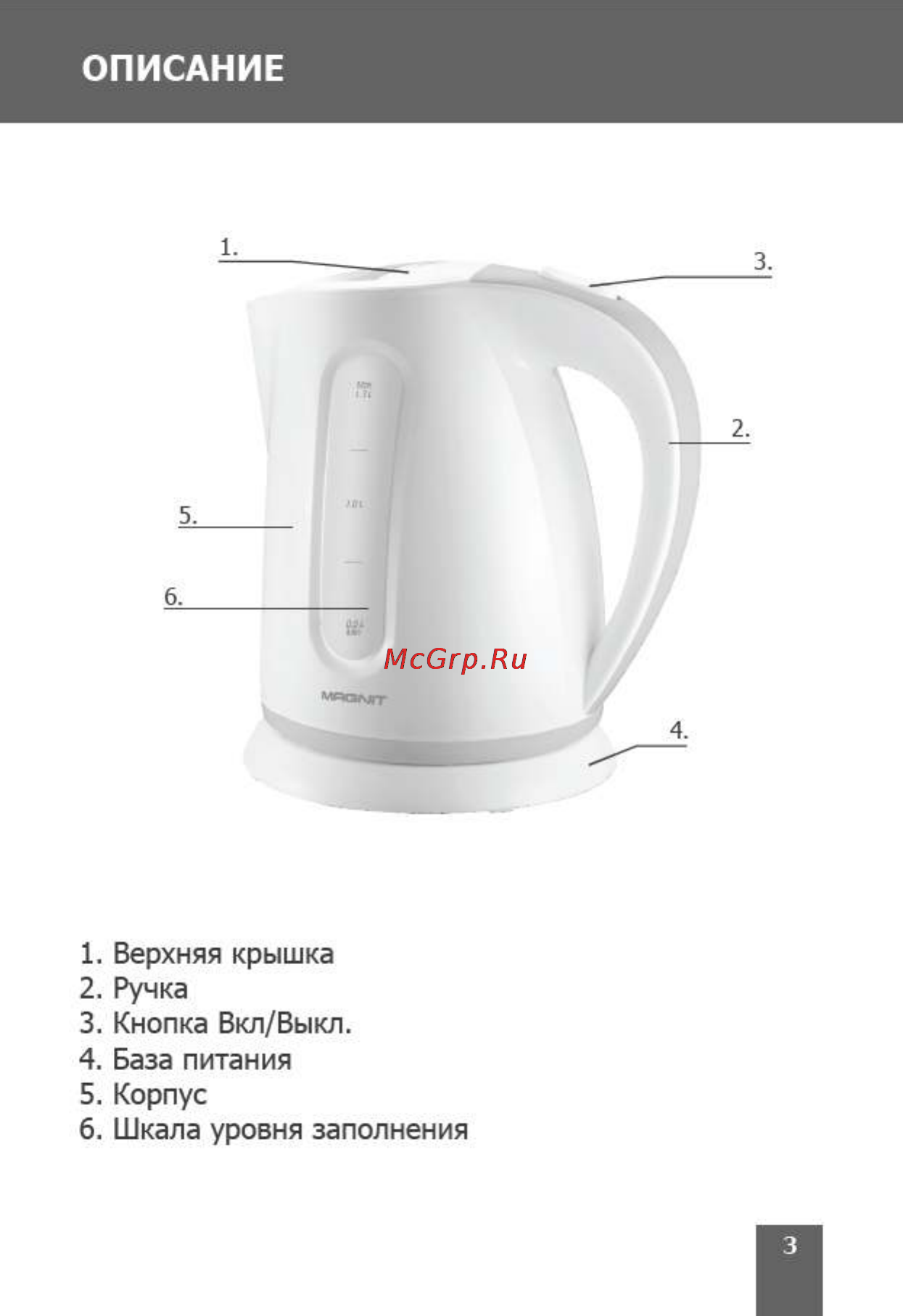 Magnit RMK-3191 Инструкция по эксплуатации онлайн [3/16] 110615