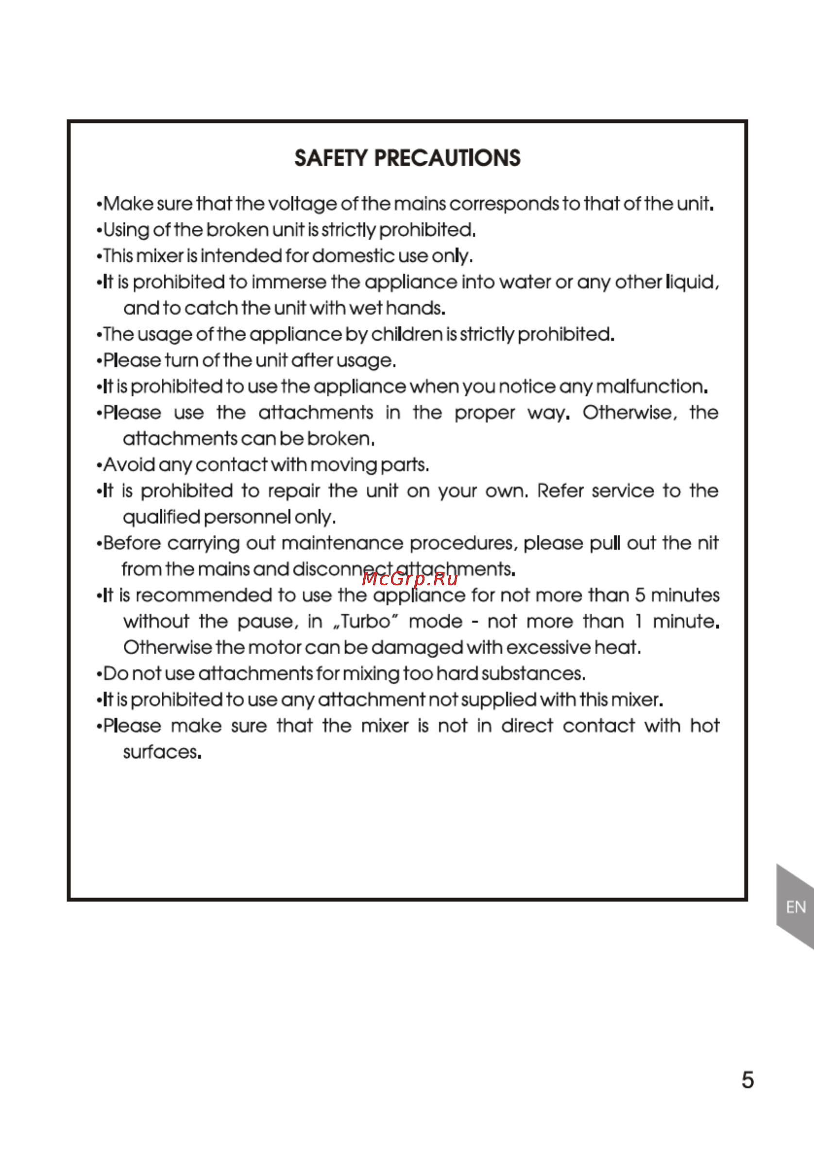 Magnit RMM-2224 [5/16] Safety precautions