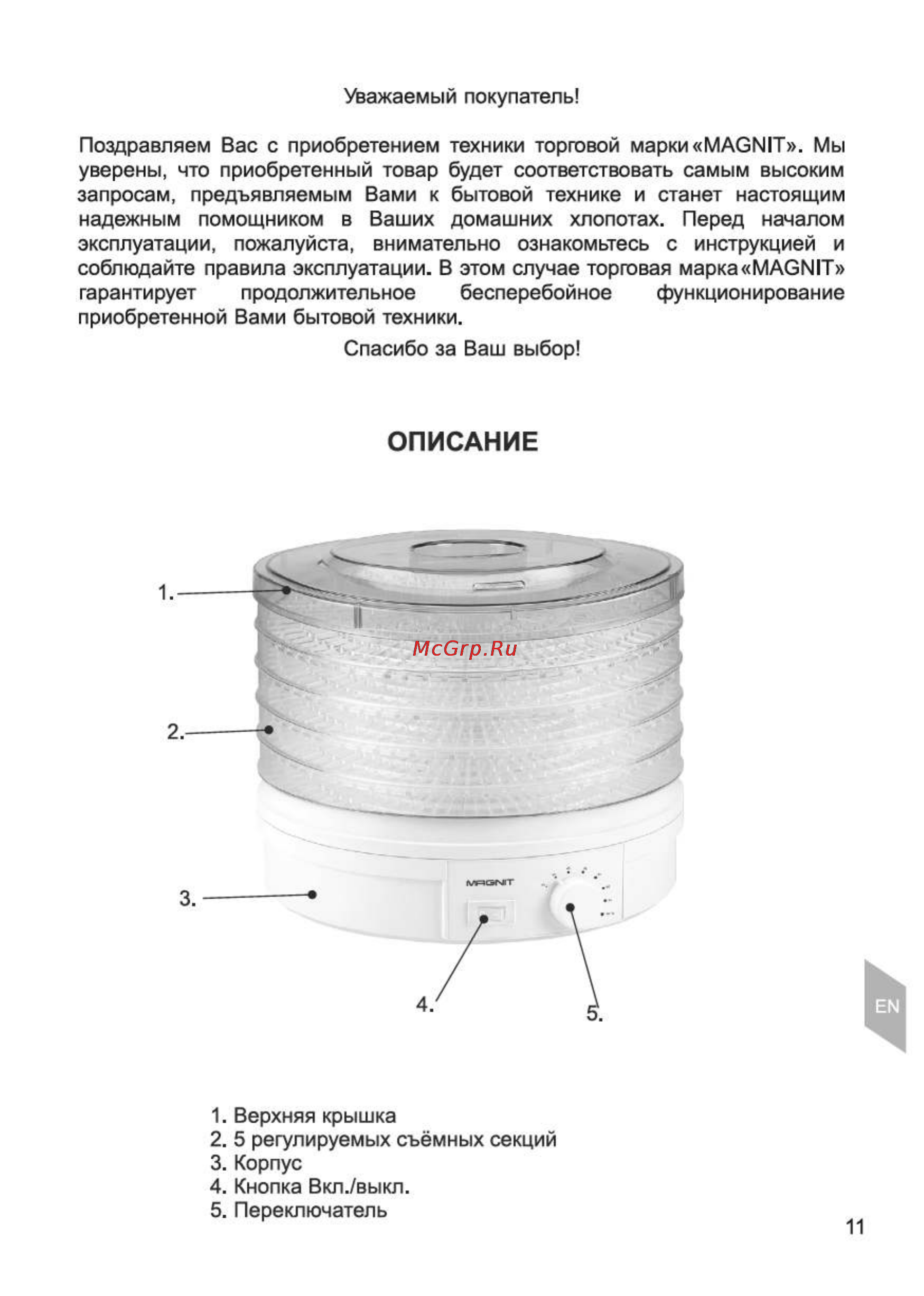 Magnit RDH-2400 [11/21] Описание
