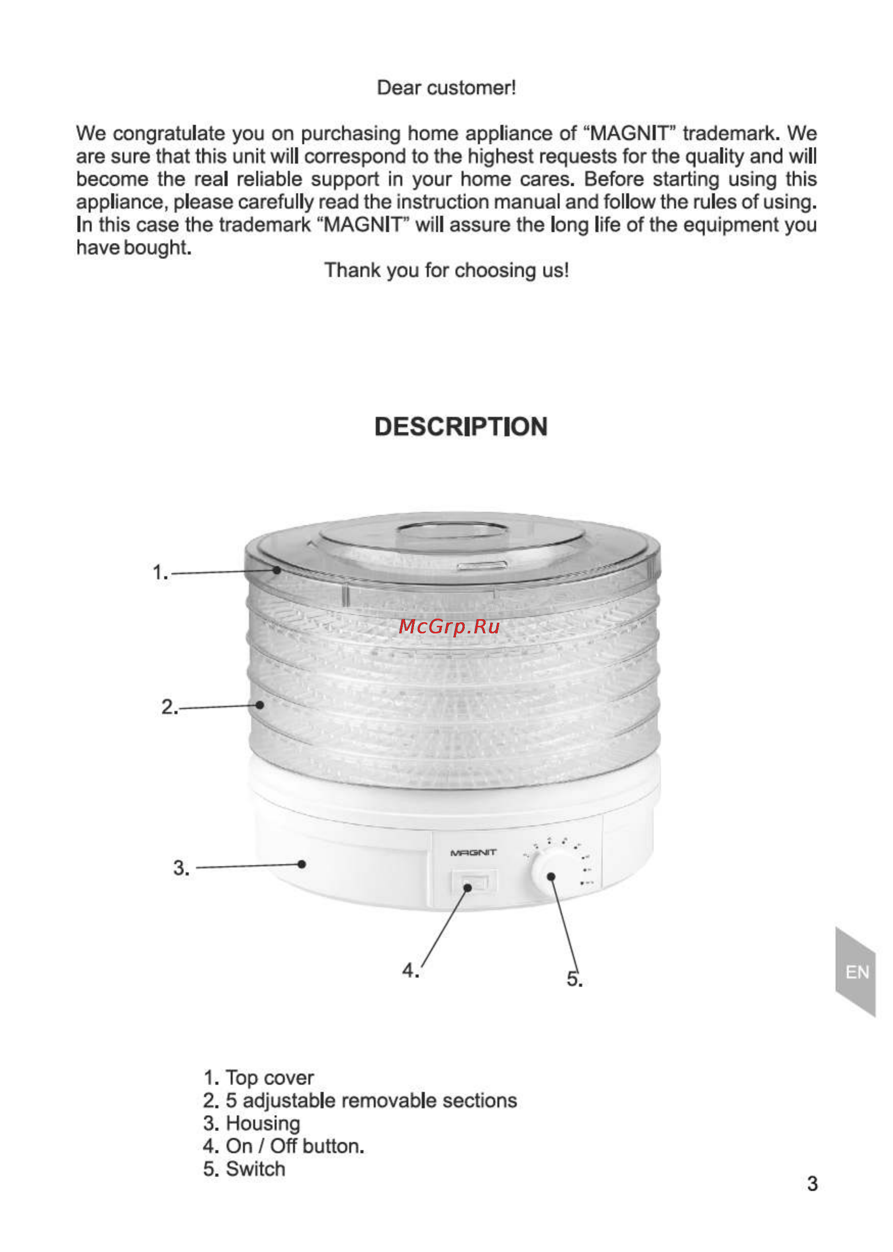 Magnit RDH-2400 [3/21] Description