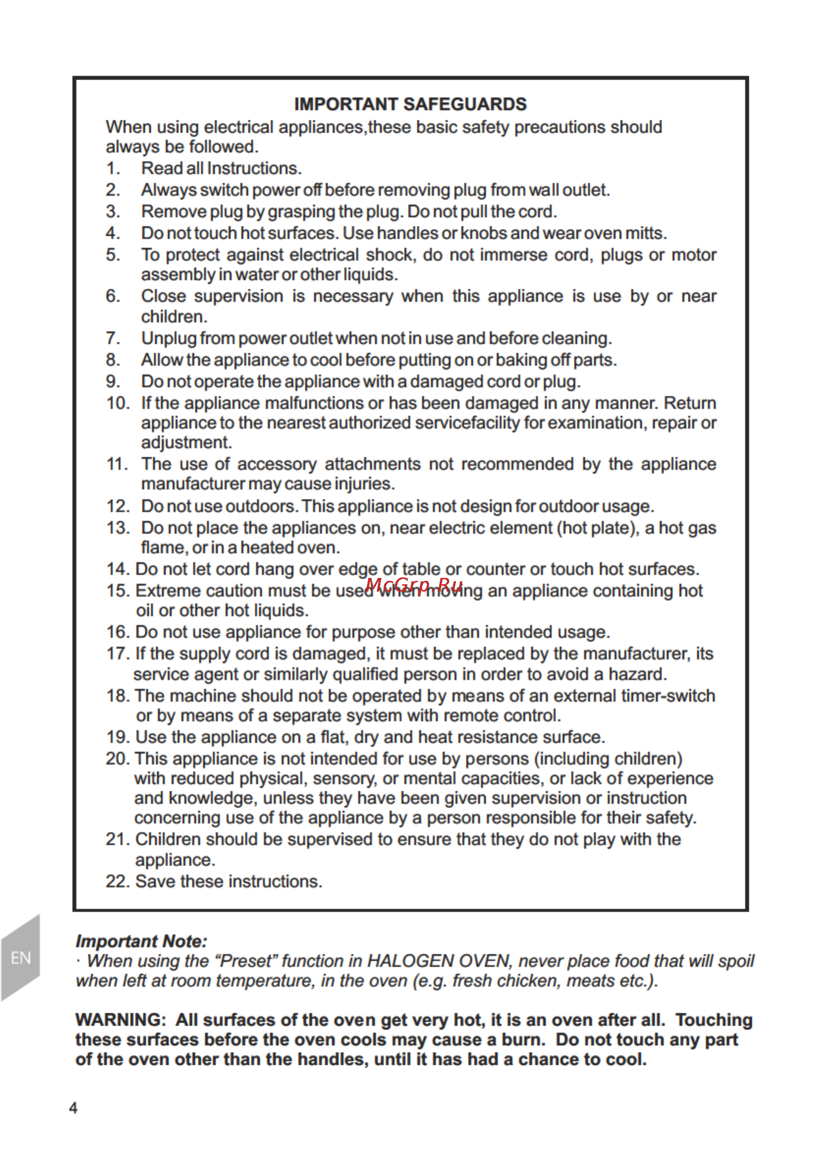 Magnit RMO-3112 [4/34] Important safeguards