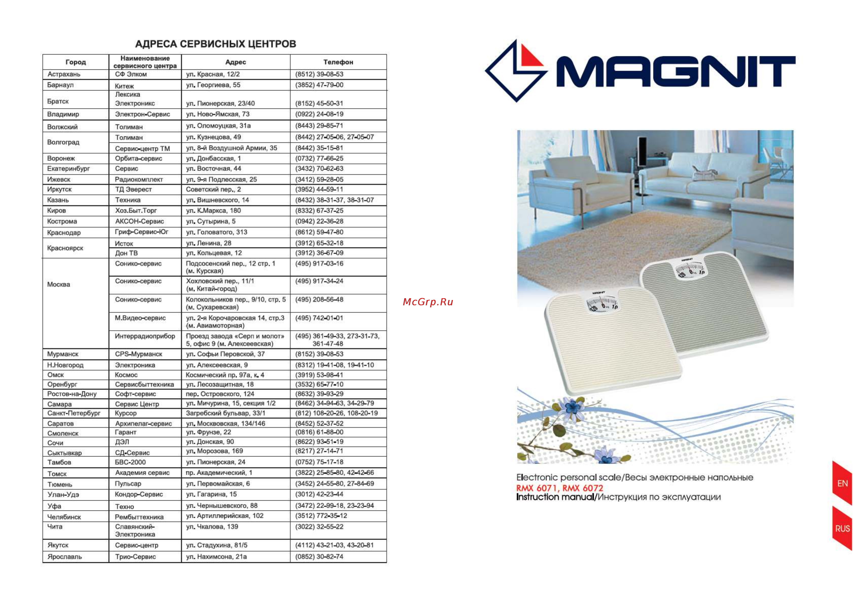 Magnit RMX-6072 Инструкция по эксплуатации онлайн