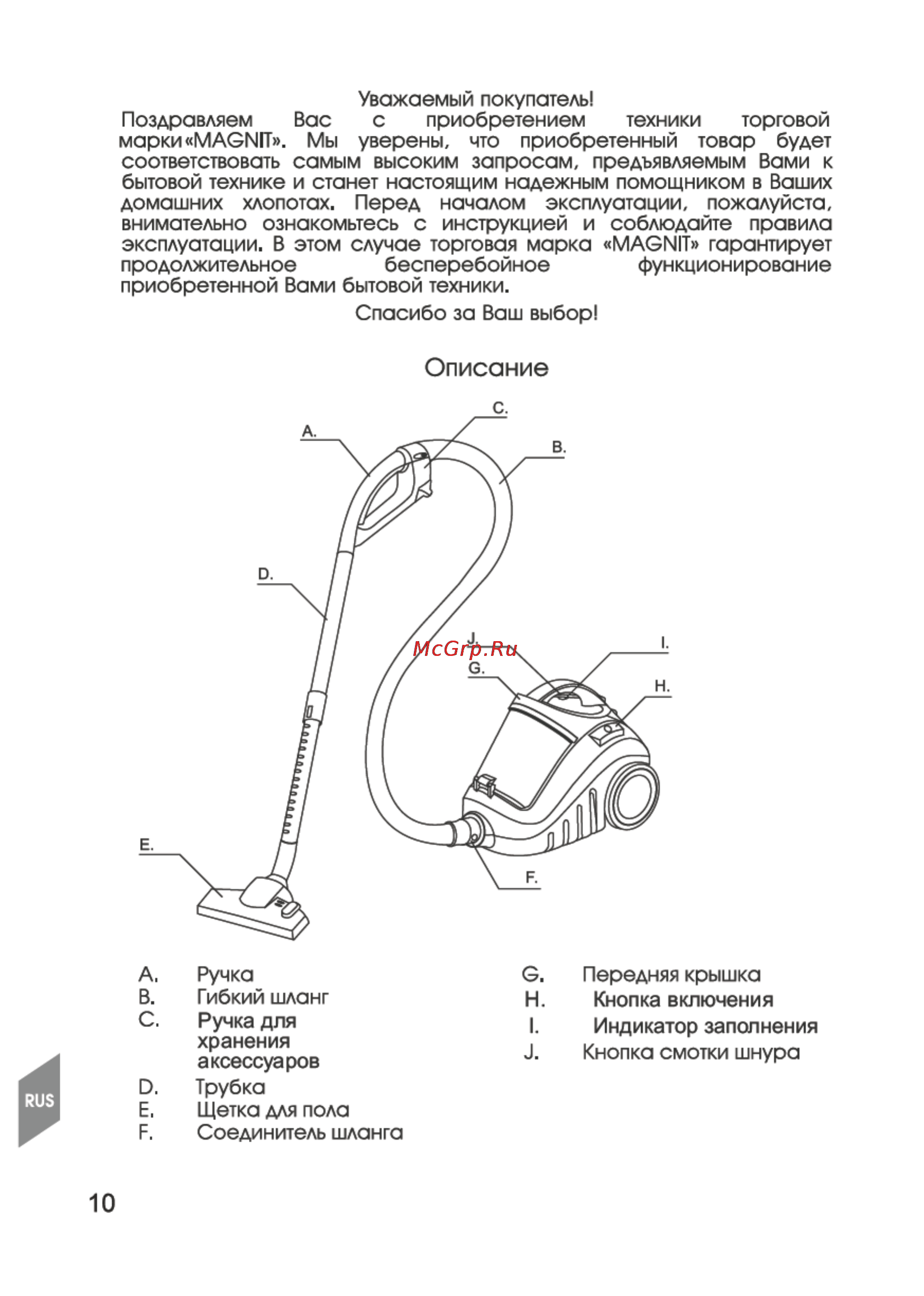 Magnit RMV-1700 [10/22] Описание