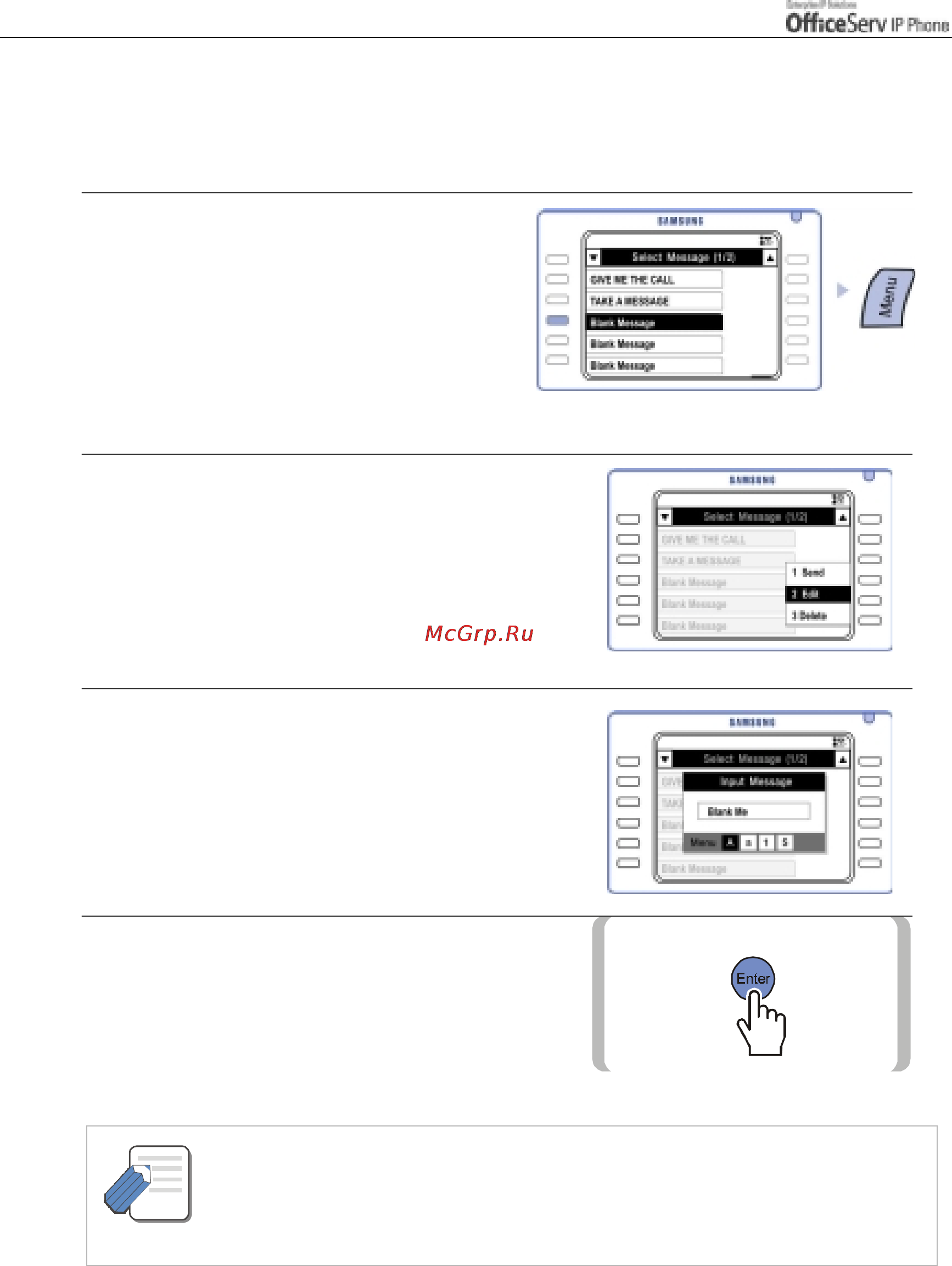 Samsung ITP5012L [106/164] Entering the executive secretary message