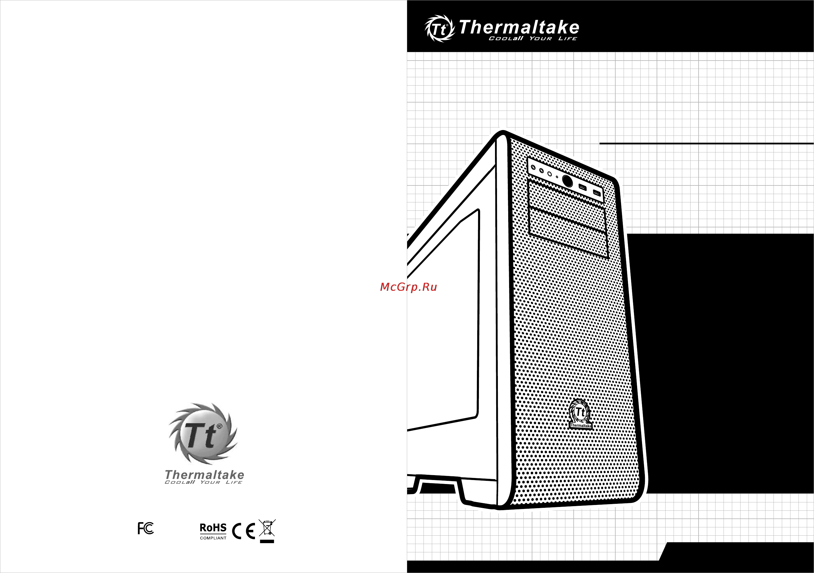 Thermaltake core v41, ca-1c7-00m1wn, w/o psu, black Инструкция по эксплуатации онлайн