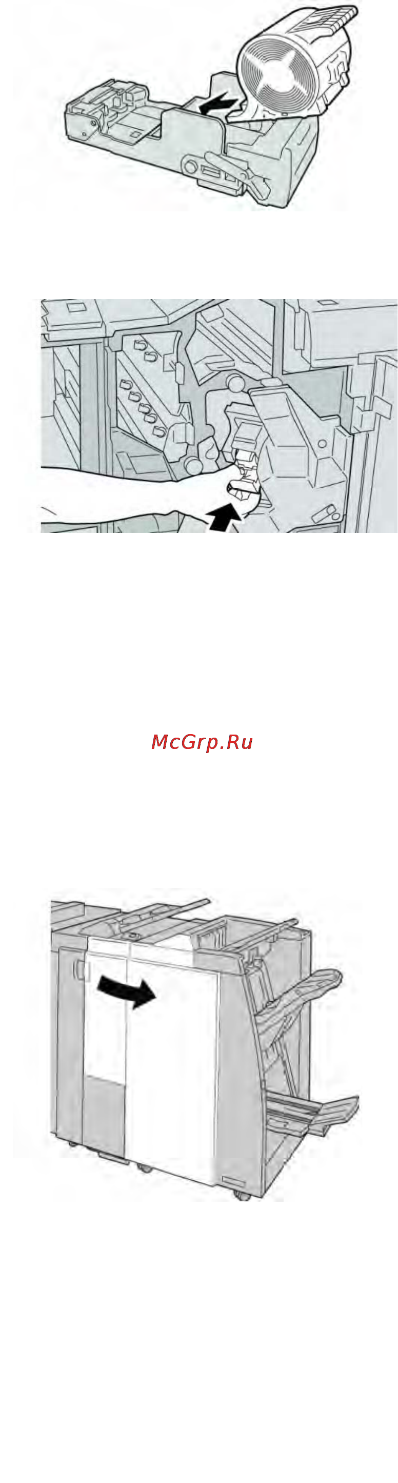 Xerox D110 [281/390] Замена картриджа со скобами для брошюровщика