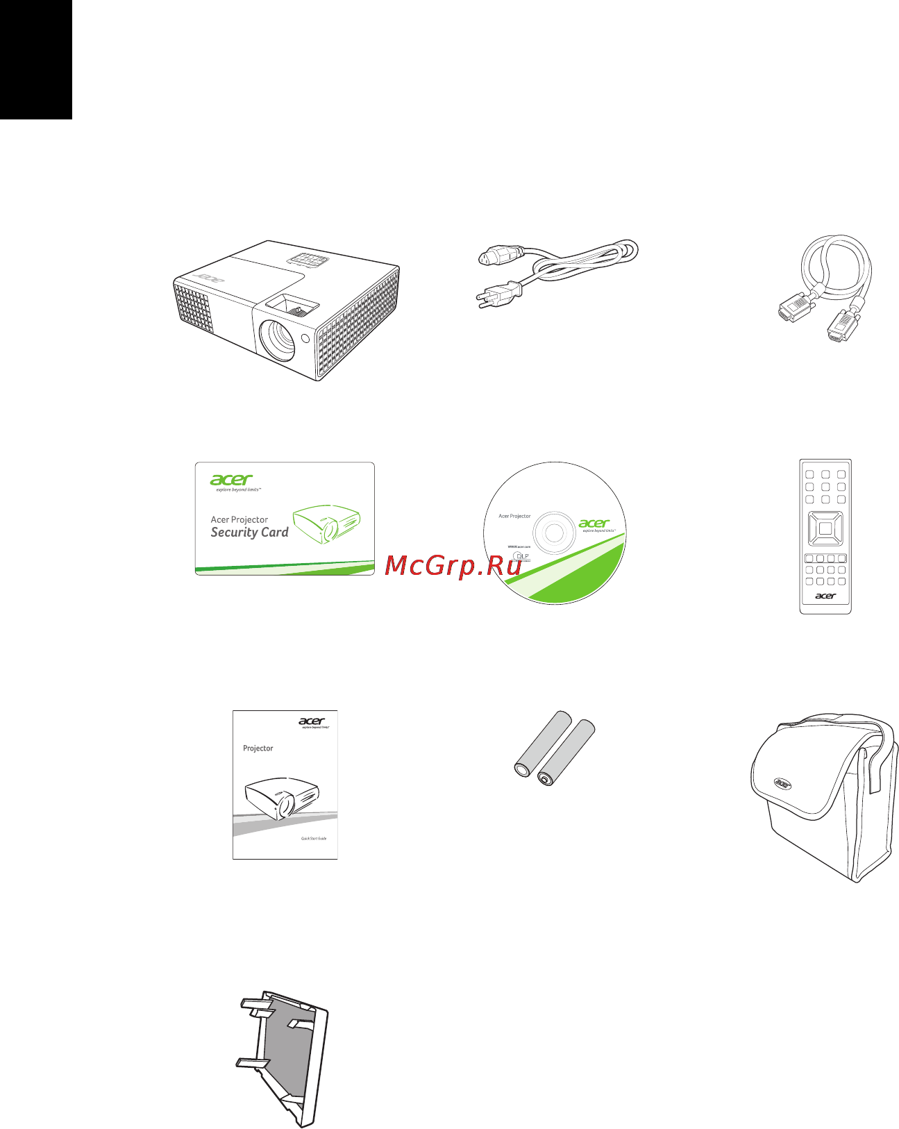 Acer P1173 [12/59] Комплектация