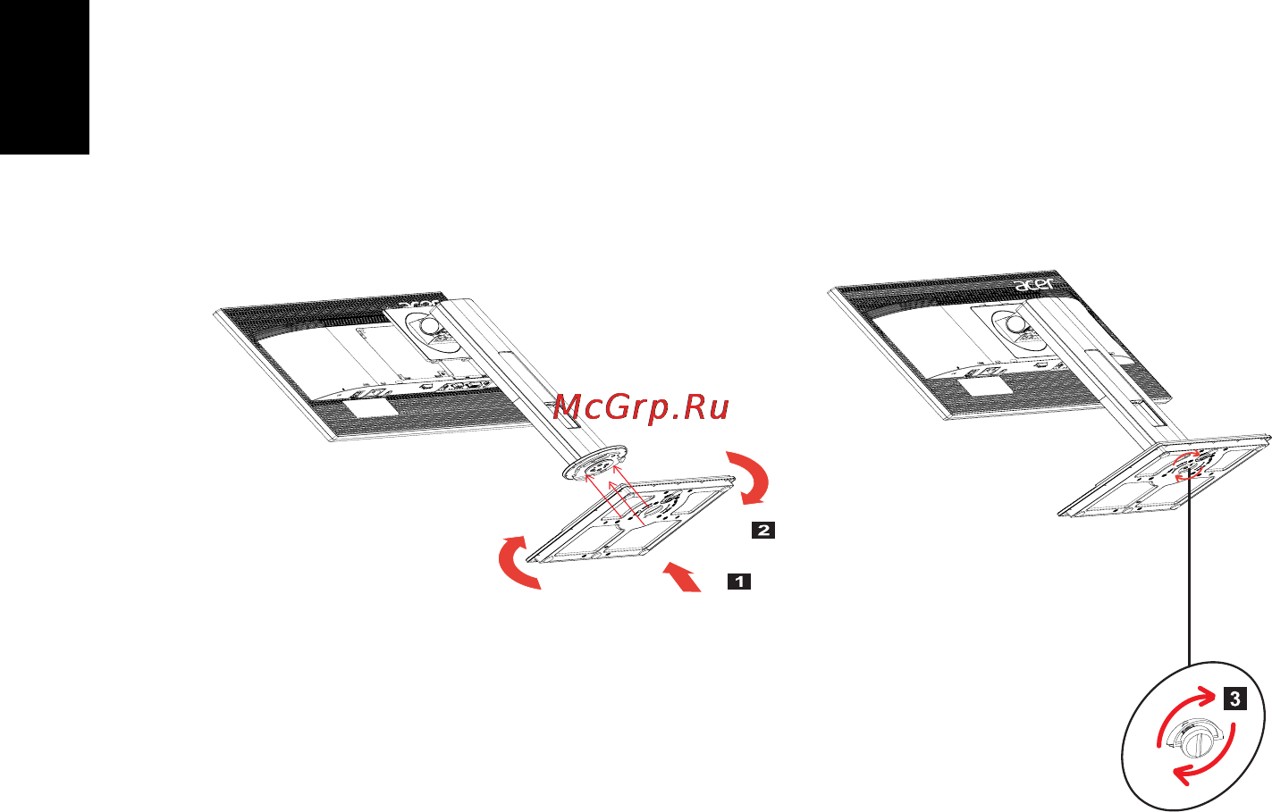 Acer B286HKymjdpprz 4K [14/29] Присоединение и отсоединение основания