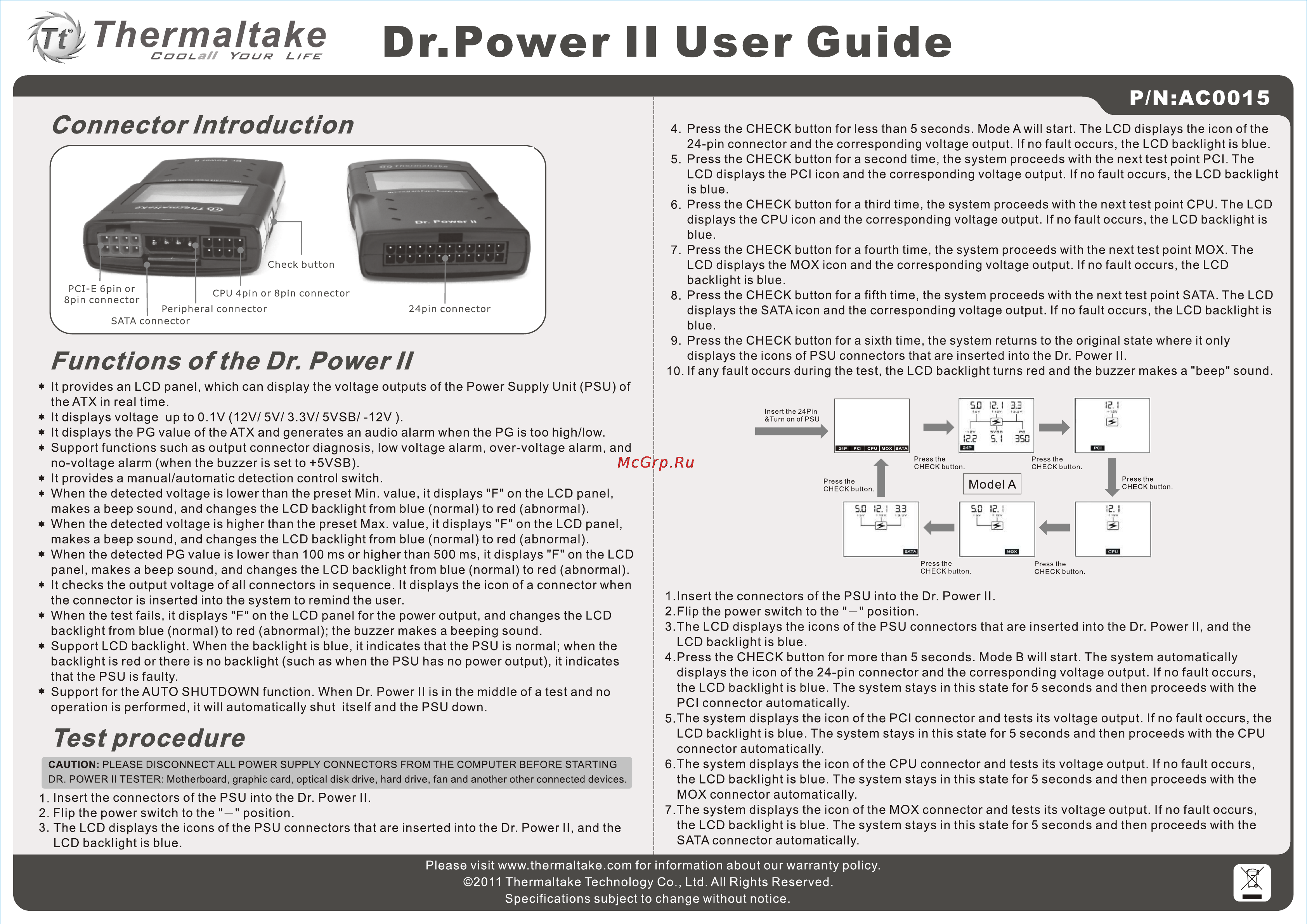 Thermaltake Dr.Power II Инструкция по эксплуатации онлайн