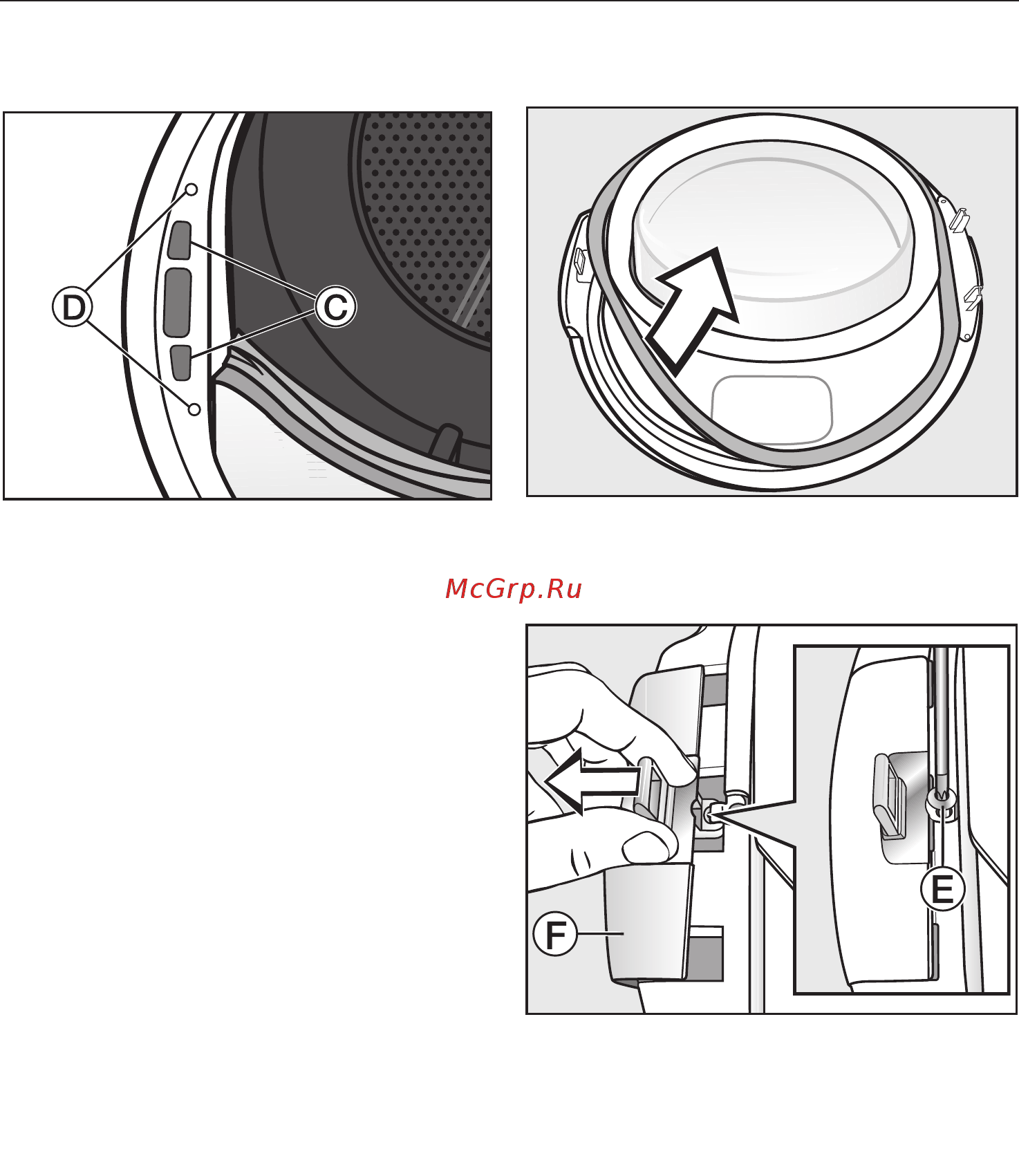 Miele TMG640WP White Edition [72/92] Снятие запорной скобы с дверцы