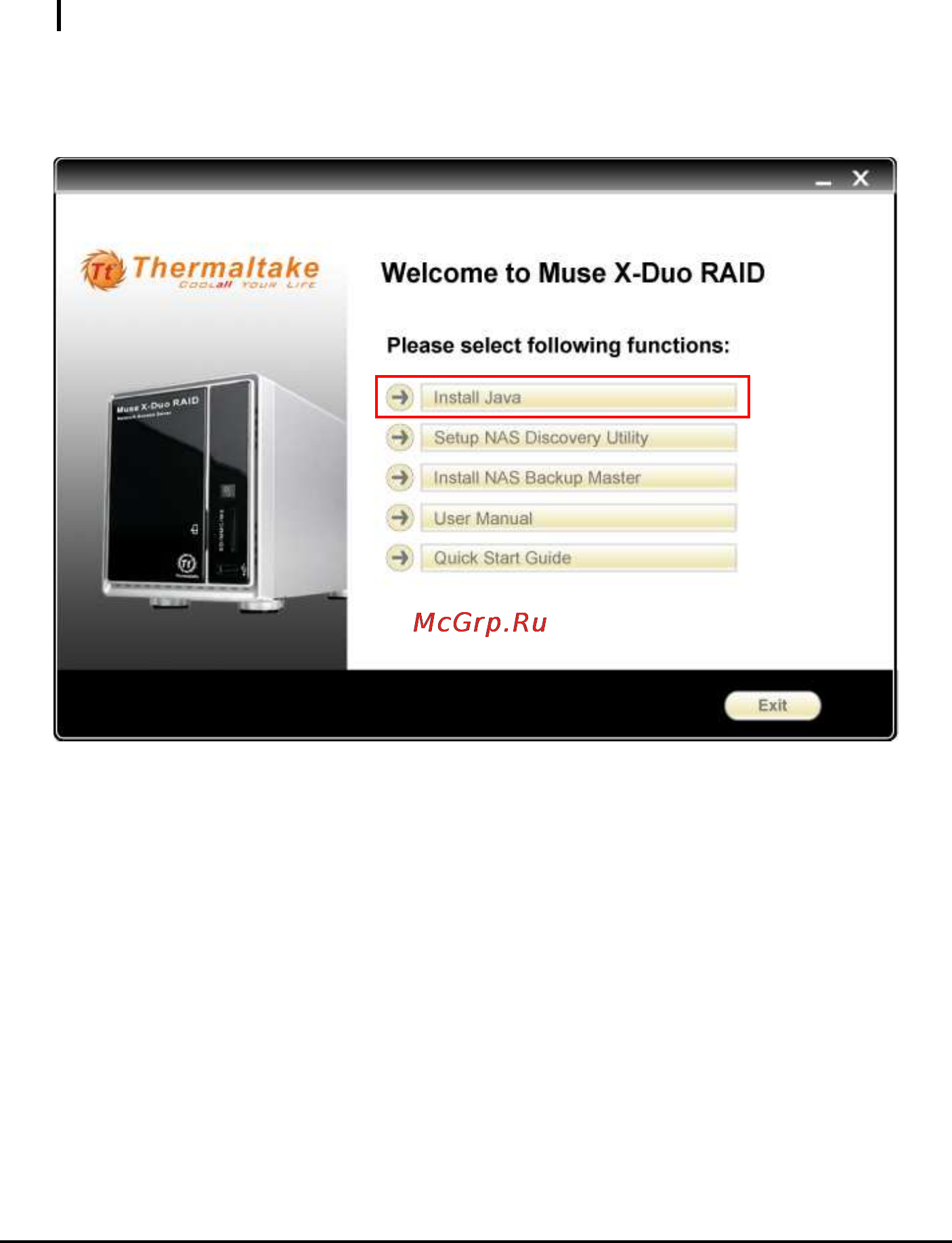 Thermaltake Muse X-Duo RAID [20/93] Installing and starting the storage system management