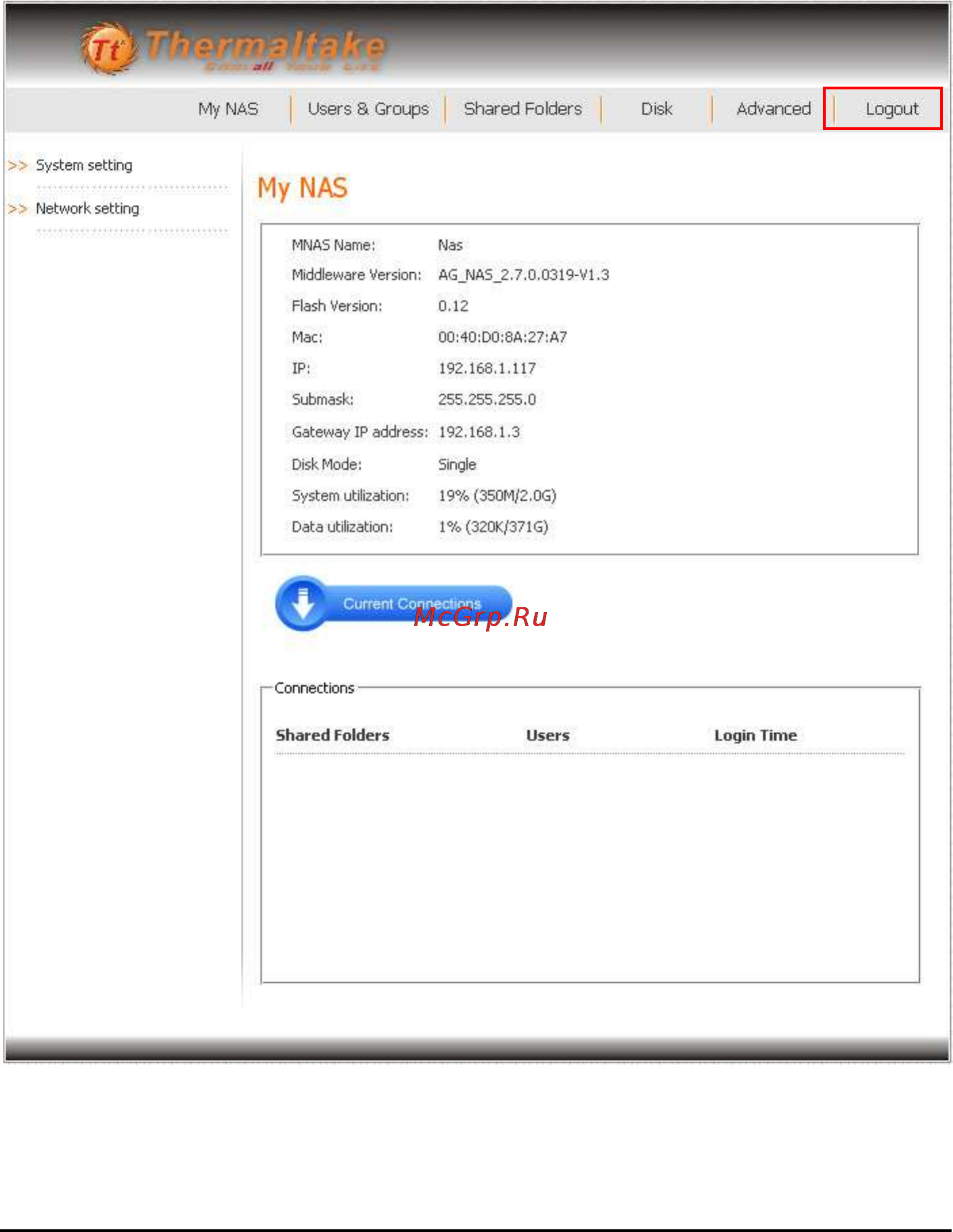 Thermaltake Muse X-Duo RAID [86/93] Logging out of storage system management