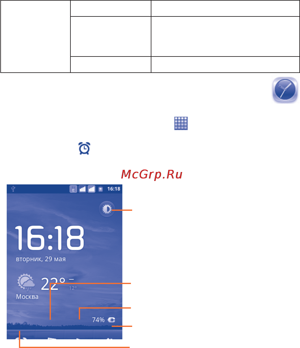 Alcatel ONE TOUCH 991D [67/159] Часы