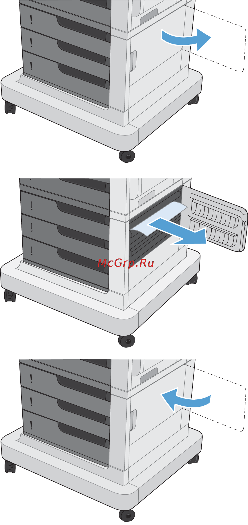 HP COLOR LASERJET ENTERPRISE CP5525DN [199/264] Устранение замятий за правой нижней дверцей