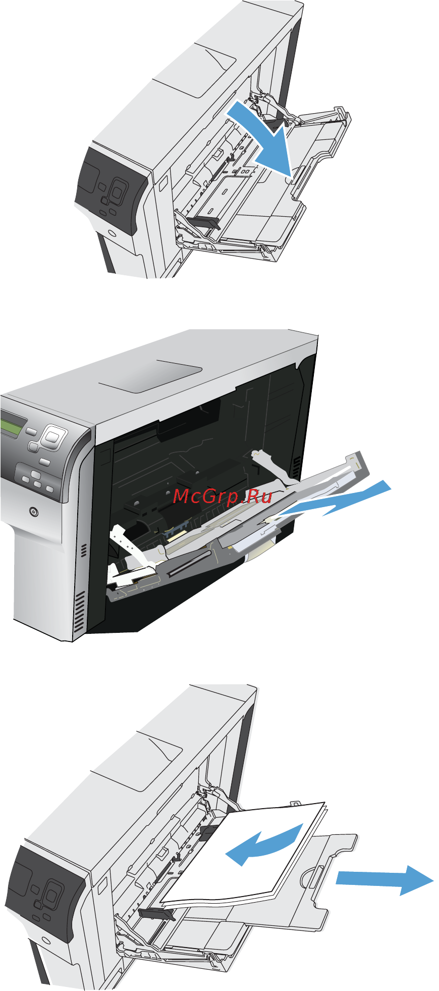 HP COLOR LASERJET ENTERPRISE CP5525DN [93/264] Загрузка бумаги в лотки