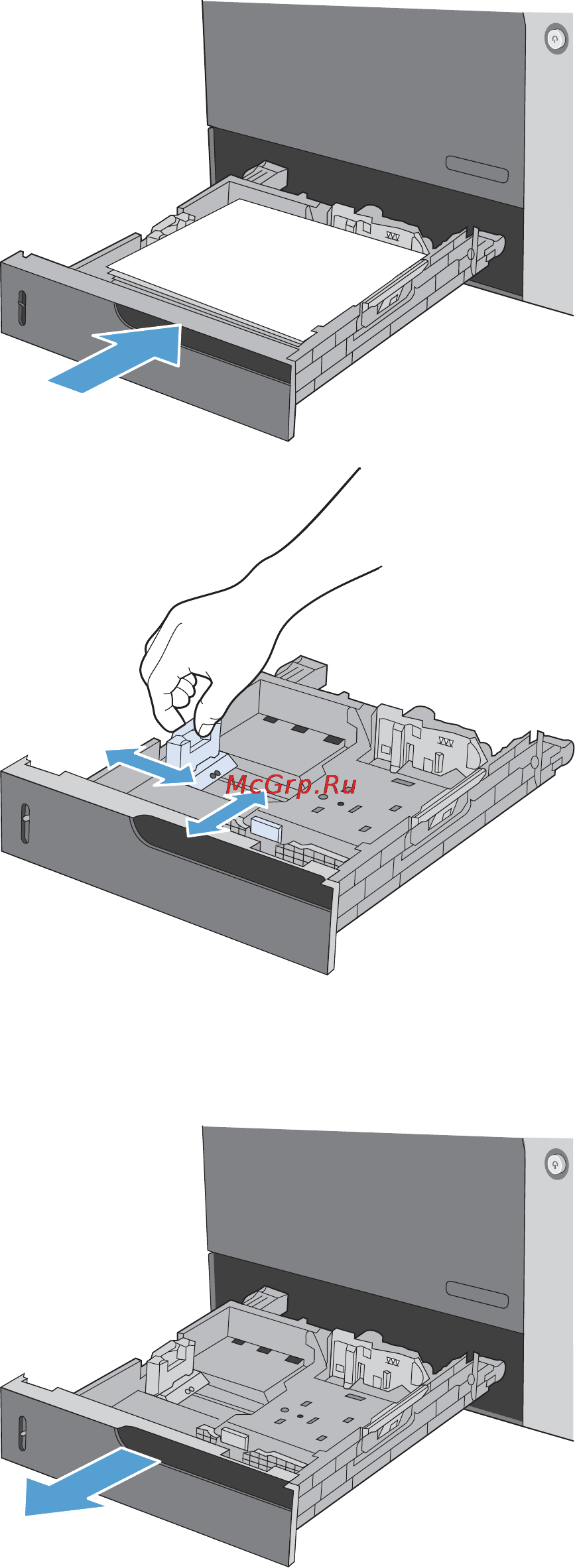 HP COLOR LASERJET ENTERPRISE CP4525N [118/306] Загрузка бумаги формата 10 x 15 смв лоток 2