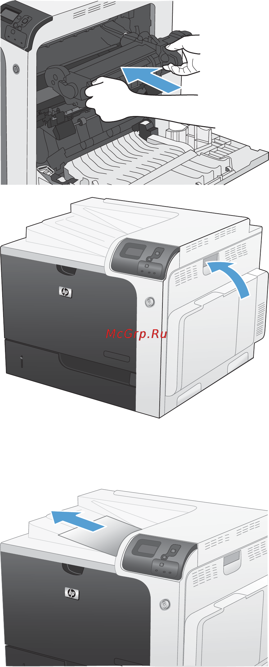 HP COLOR LASERJET ENTERPRISE CP4525N [243/306] Устранение замятий в области выходного приемника