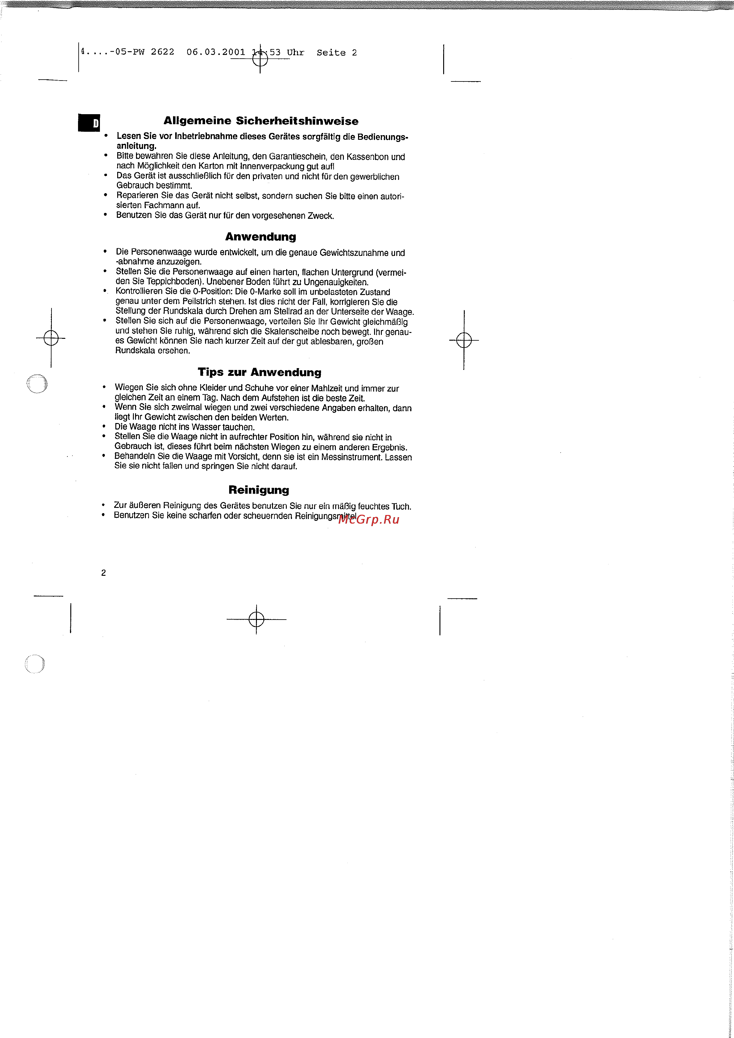 Clatronic PW 2622 [2/26] Allgemeine sicherheitshinweise