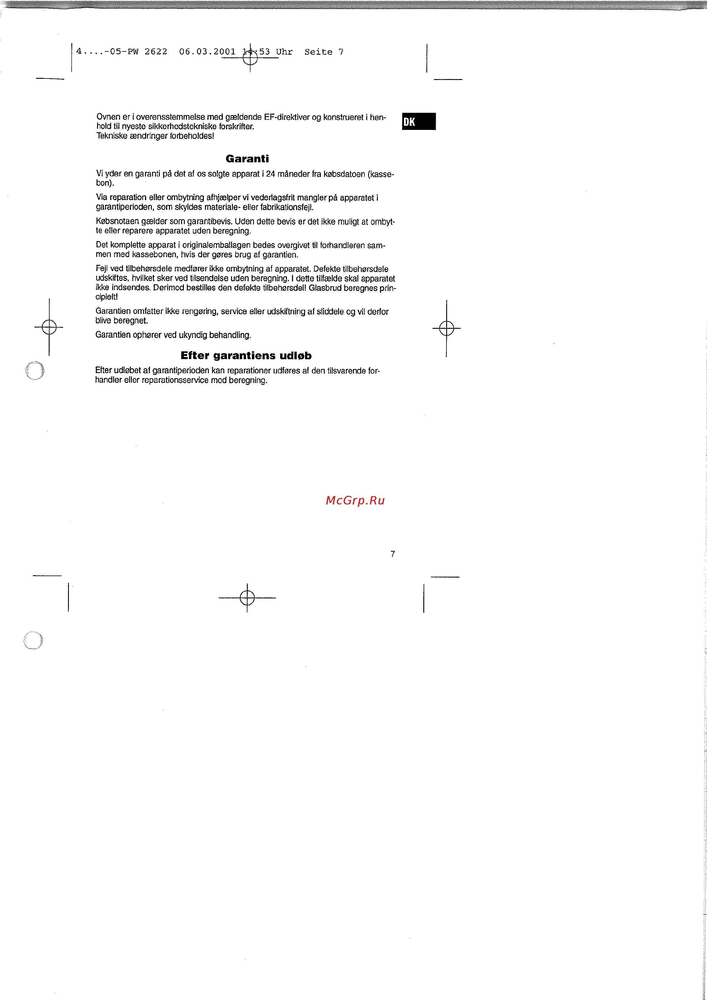 Clatronic PW 2622 [7/26] Efter garantiens udlab