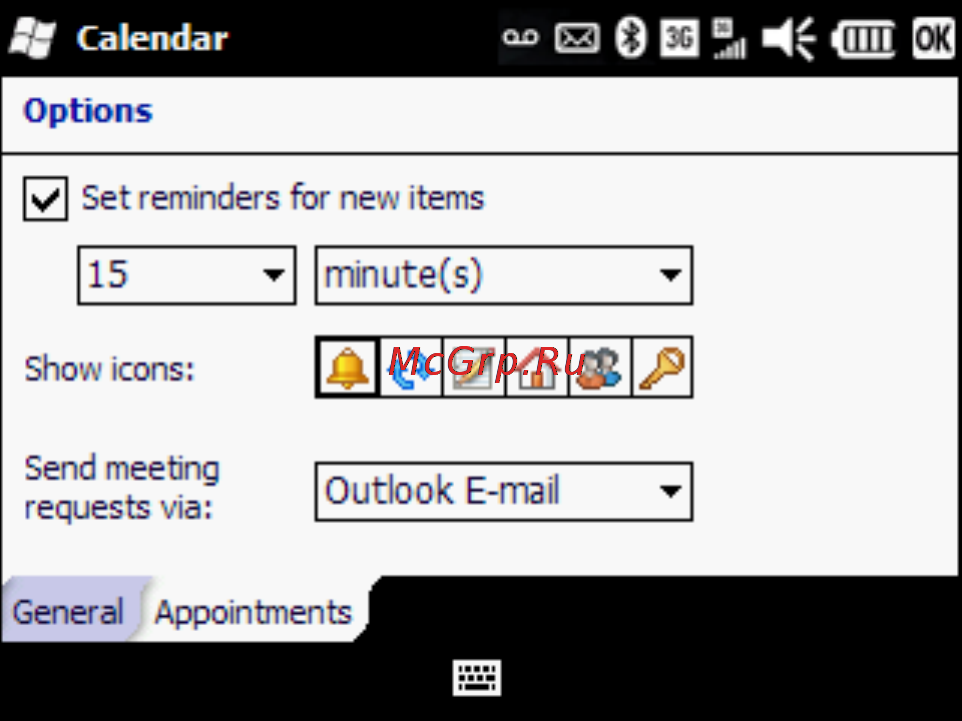 HP iPAQ Glisten-AT&T [71/185] Change calendar options