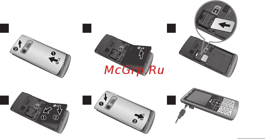 LG S-310 Silver [11/90] Установка sim карты и батареи телефона