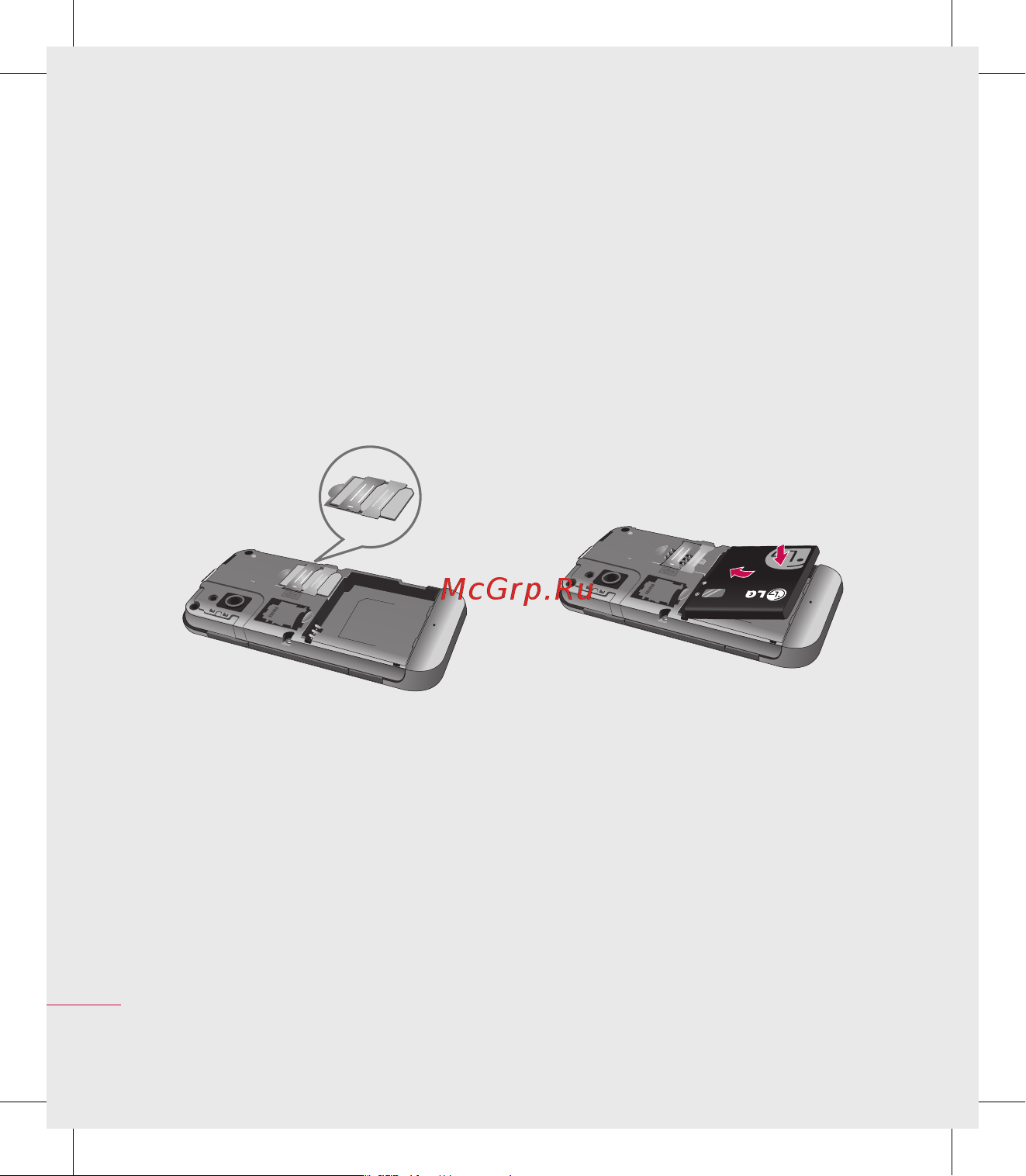 LG KM900 ARENA [12/134] Установка sim карты и аккумулятора