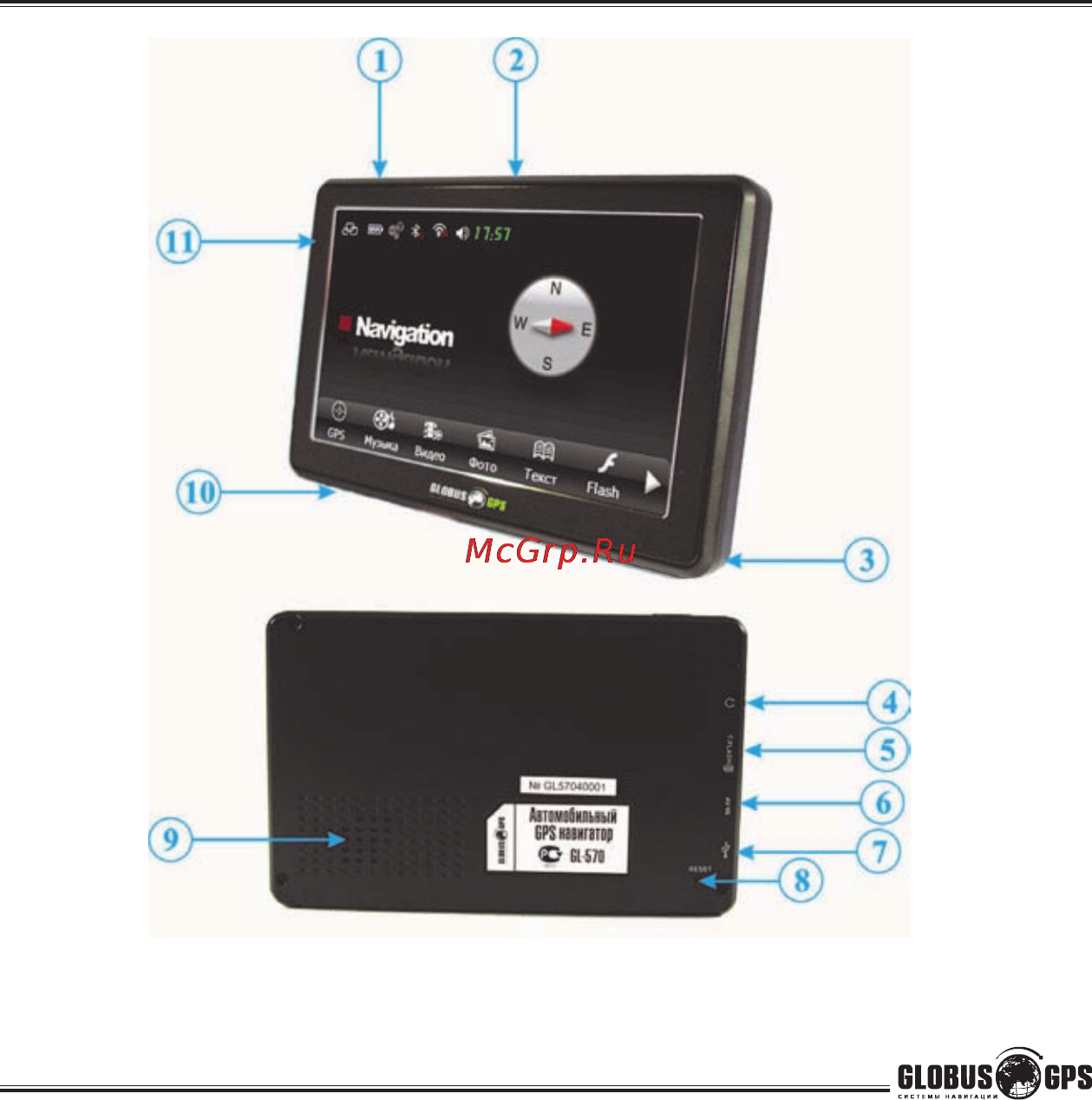 Globusgps GL-570W [10/76] Внешний вид прибора