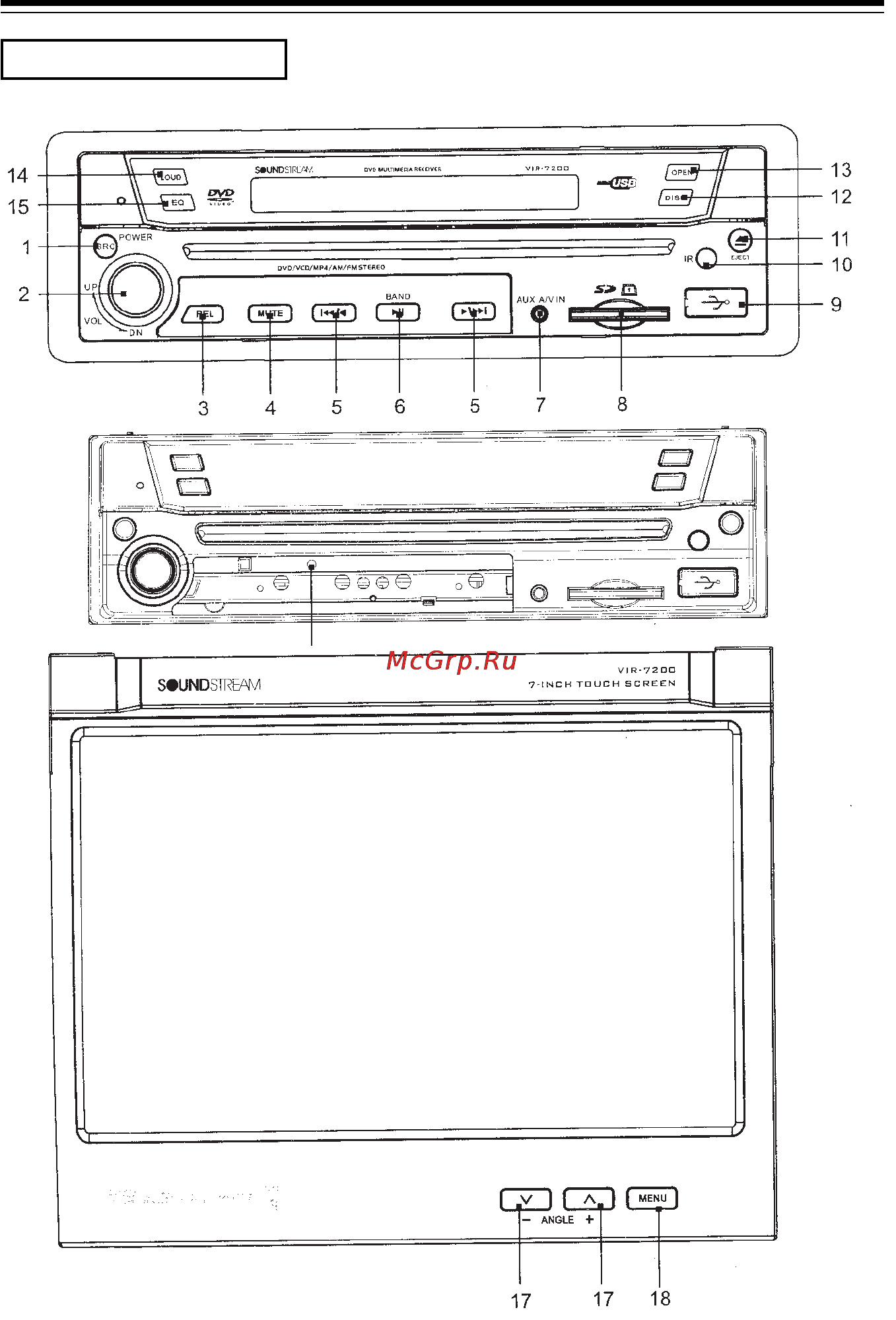 Soundstream VIR-7200 [5/33] Лицевая панель