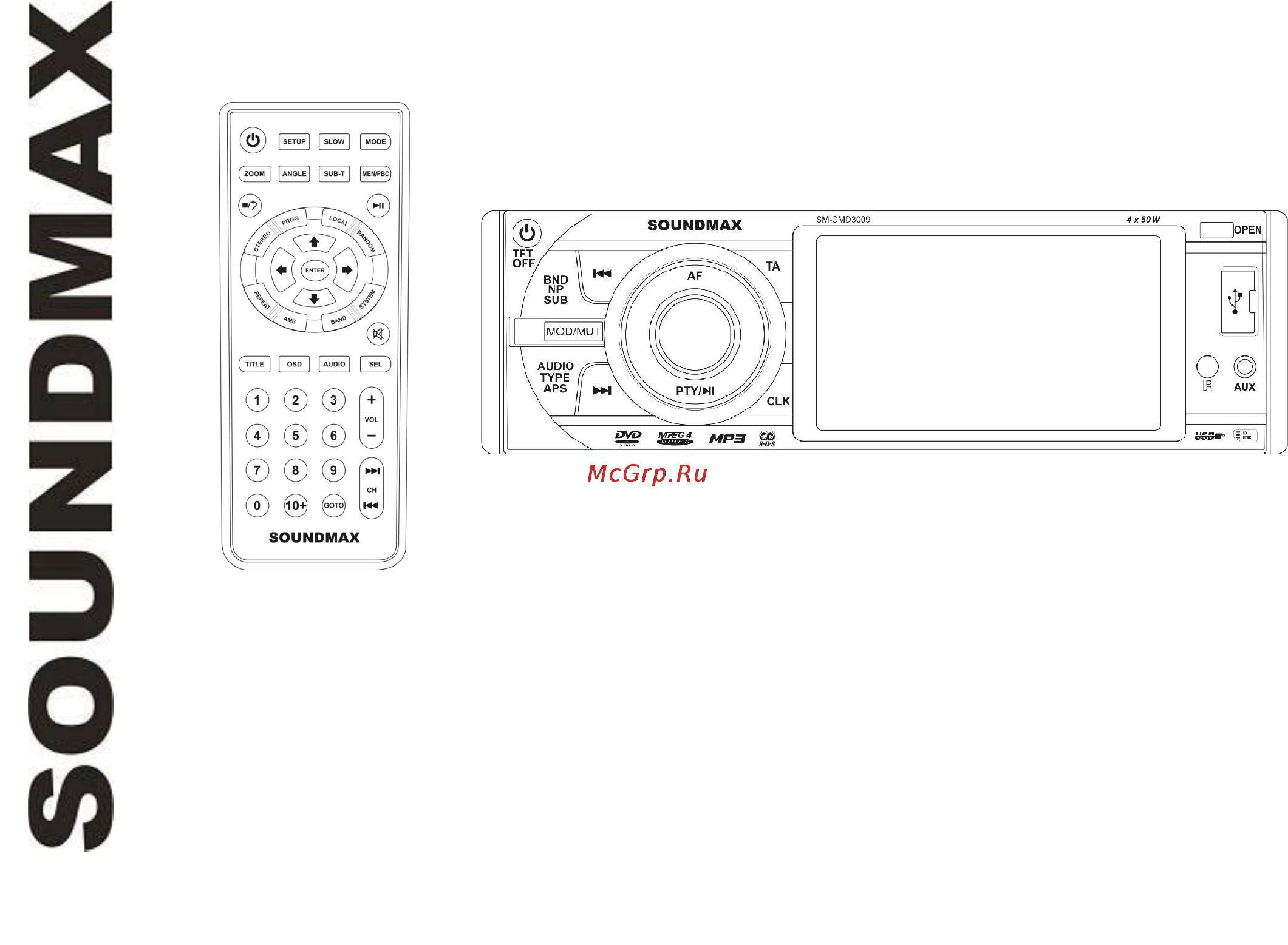 Soundmax SM-CMD3009 Инструкция по эксплуатации онлайн