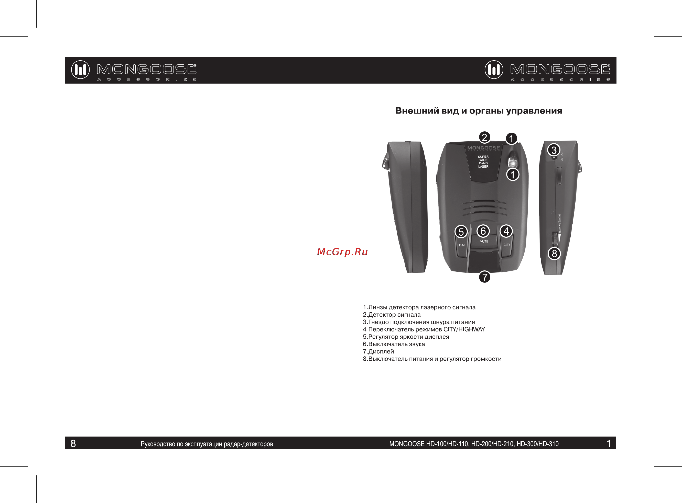 Mongoose HD-310 Инструкция по эксплуатации онлайн