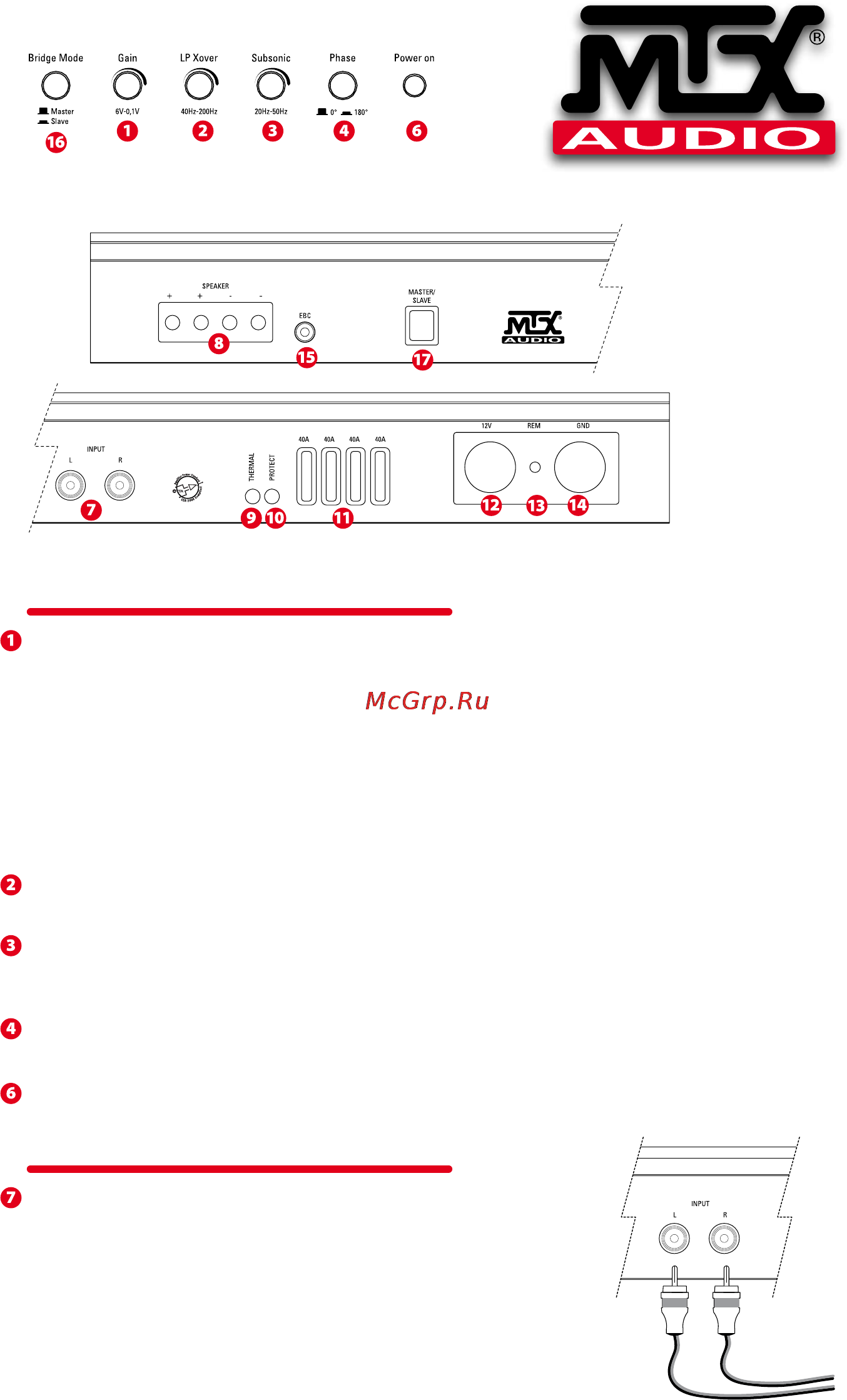 Mtx TH1500D [11/44] Atención nunca ajuste el control de ganancia sin un subwoofer conectado esto puede dañar el amplificador