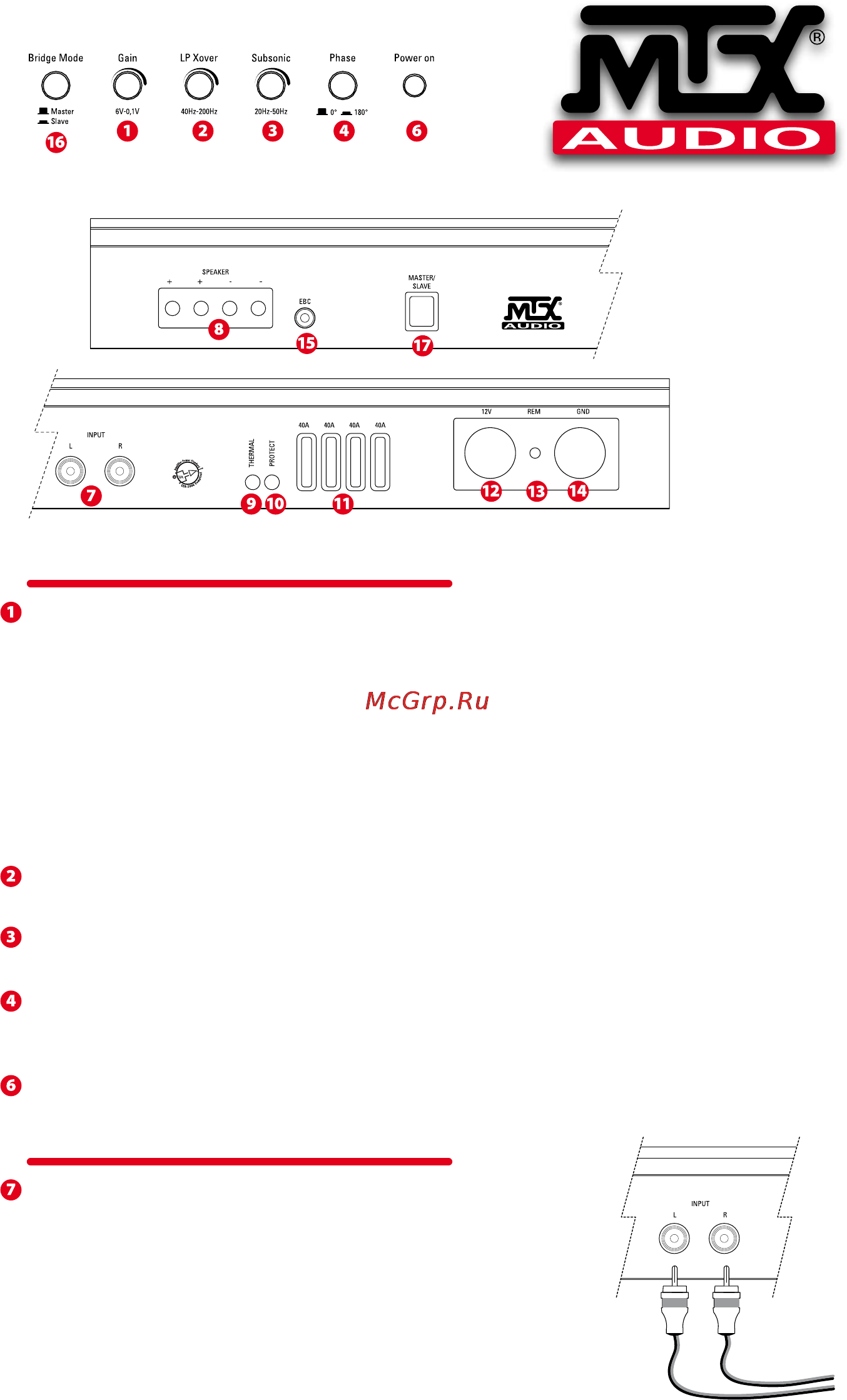 Mtx TH1500D [15/44] Achtung verändern sie niemals die pegeleinstellung wenn kein subwoofer ange schlossen ist dies würde den verstärker beschädigen