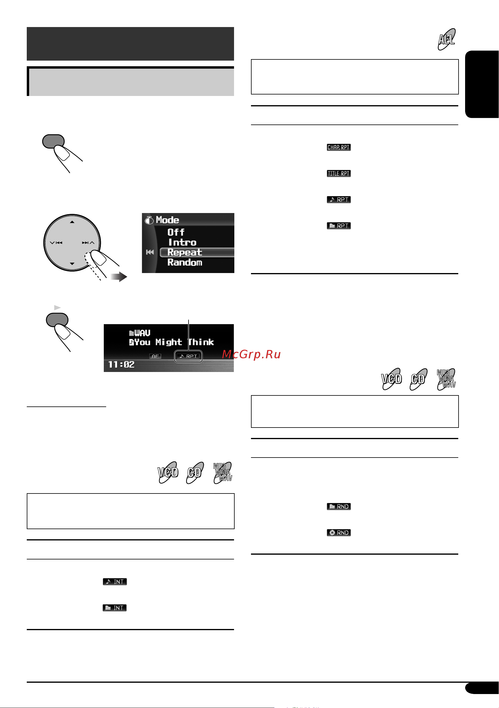 JVC KD-AVX2 [31/135] Selecting the playback modes