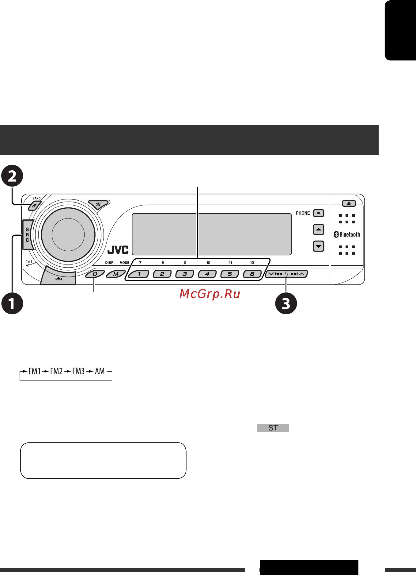 JVC KD-BT1 [9/153] Listening to the radio