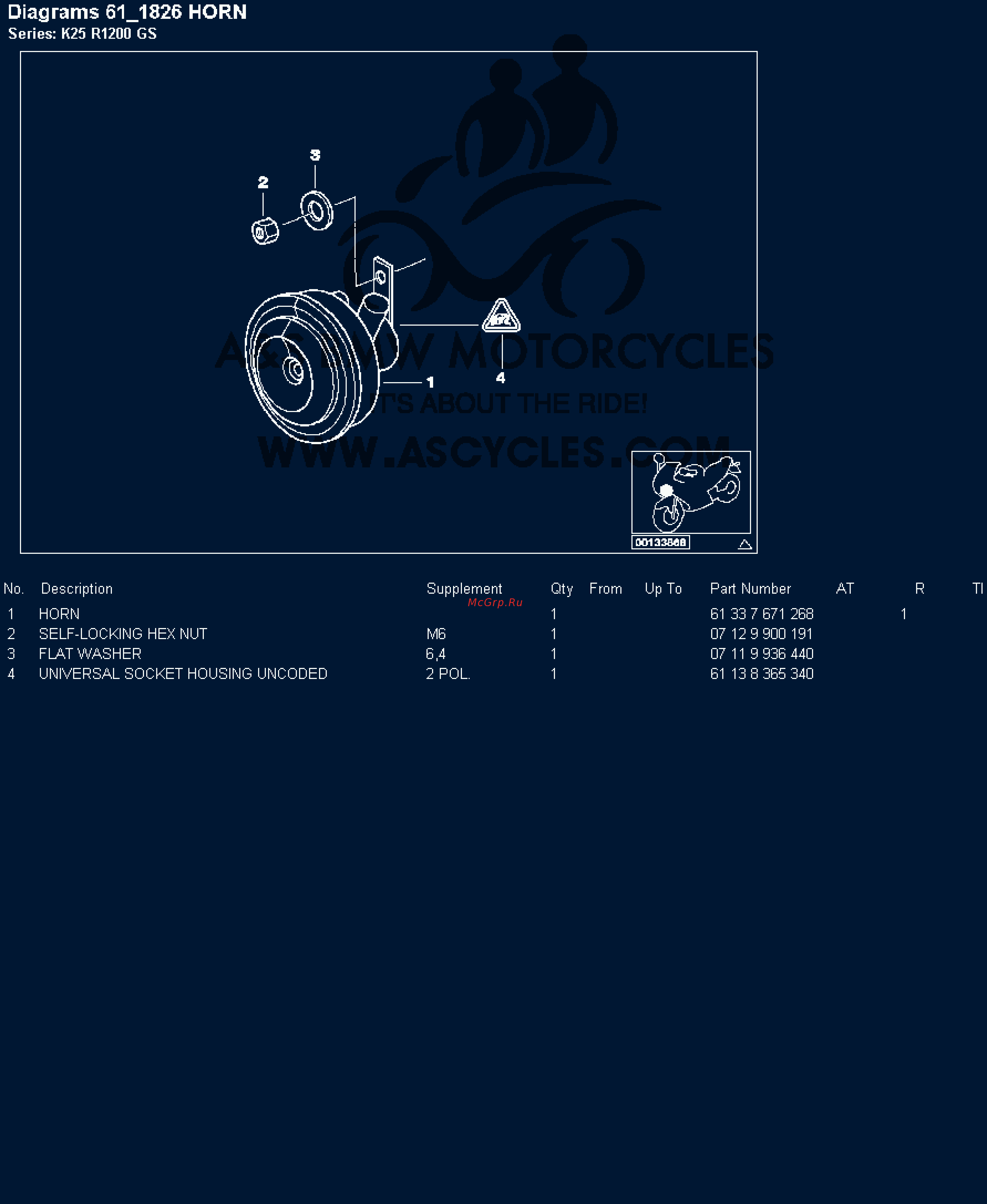 BMW 1200GS [125/142] Diagrams 61_1826 horn