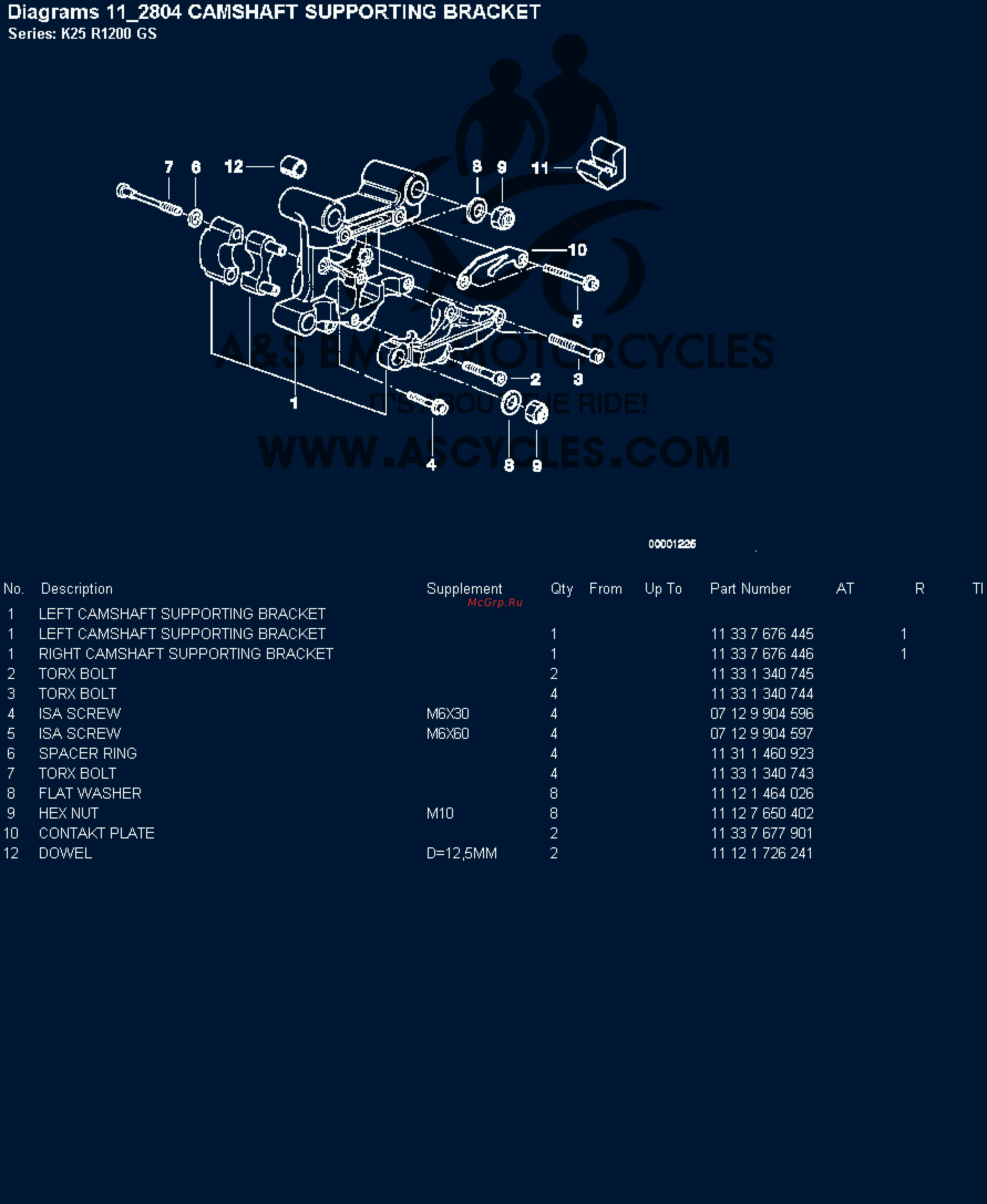 BMW 1200GS [14/142] Diagrams 11 804 camshaft supporting bracket