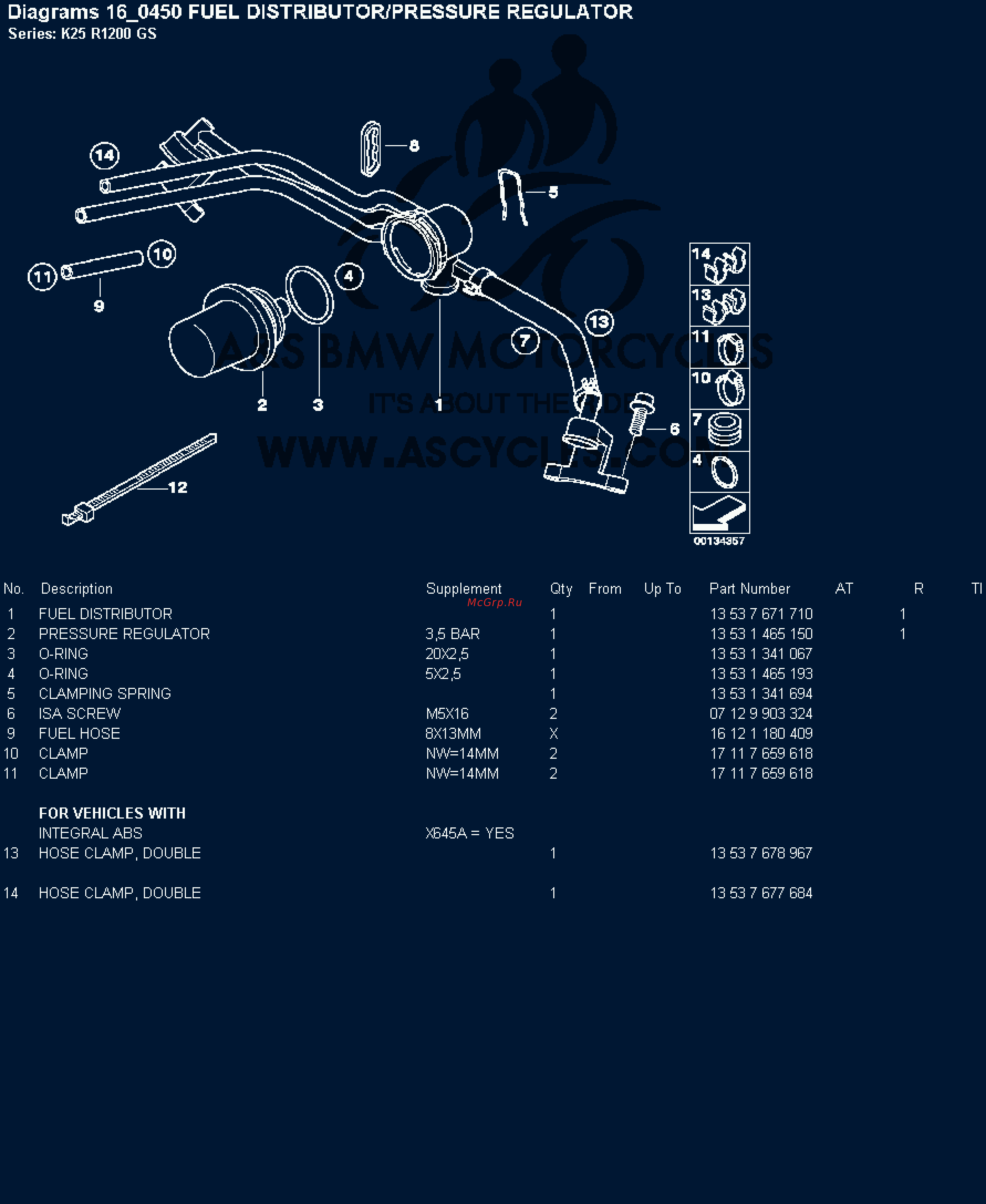 BMW 1200GS [36/142] Diagrams 16 450 fuel distributor pressure regulator