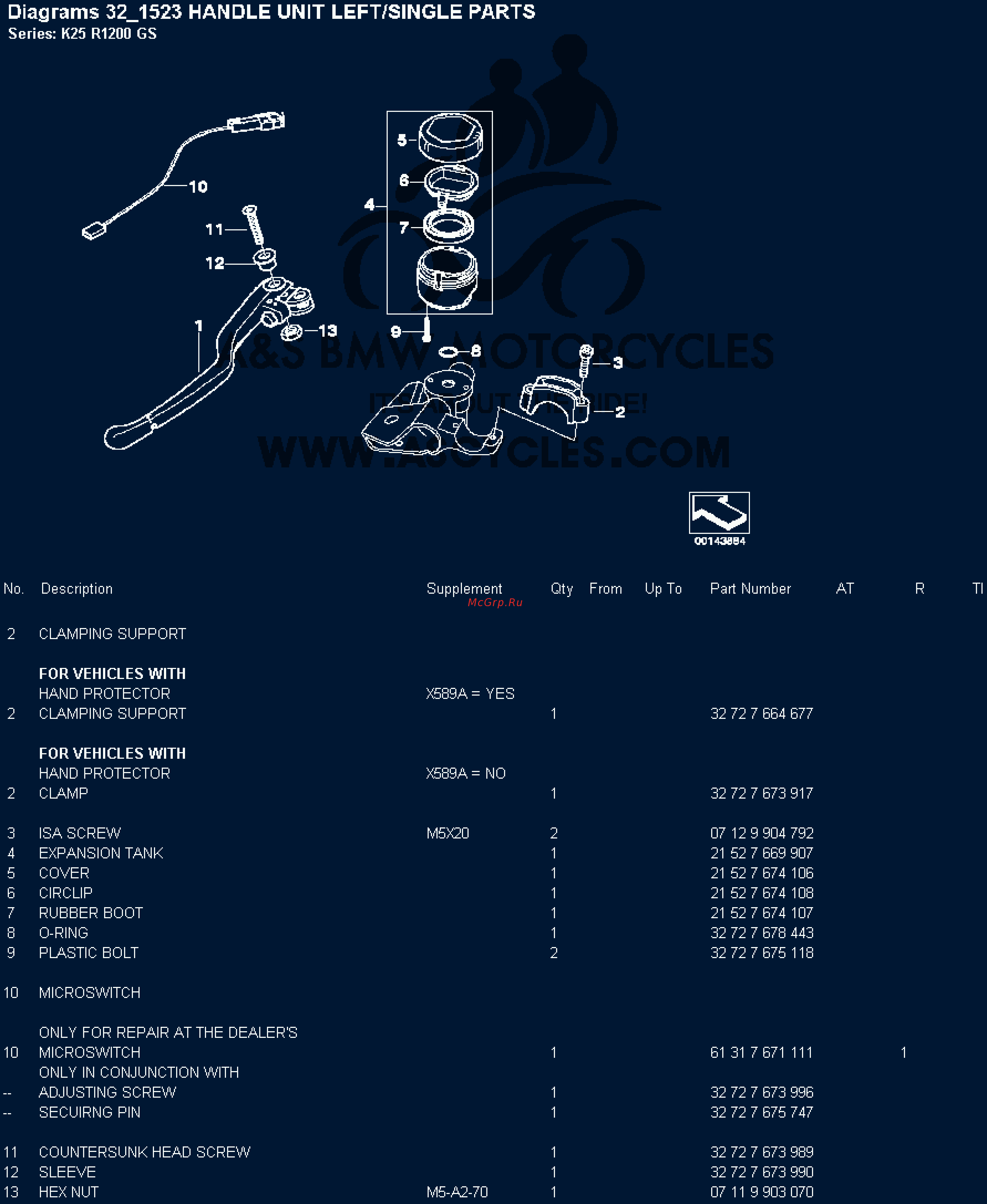 BMW 1200GS [56/142] Diagrams 32 523 handle unit left single parts