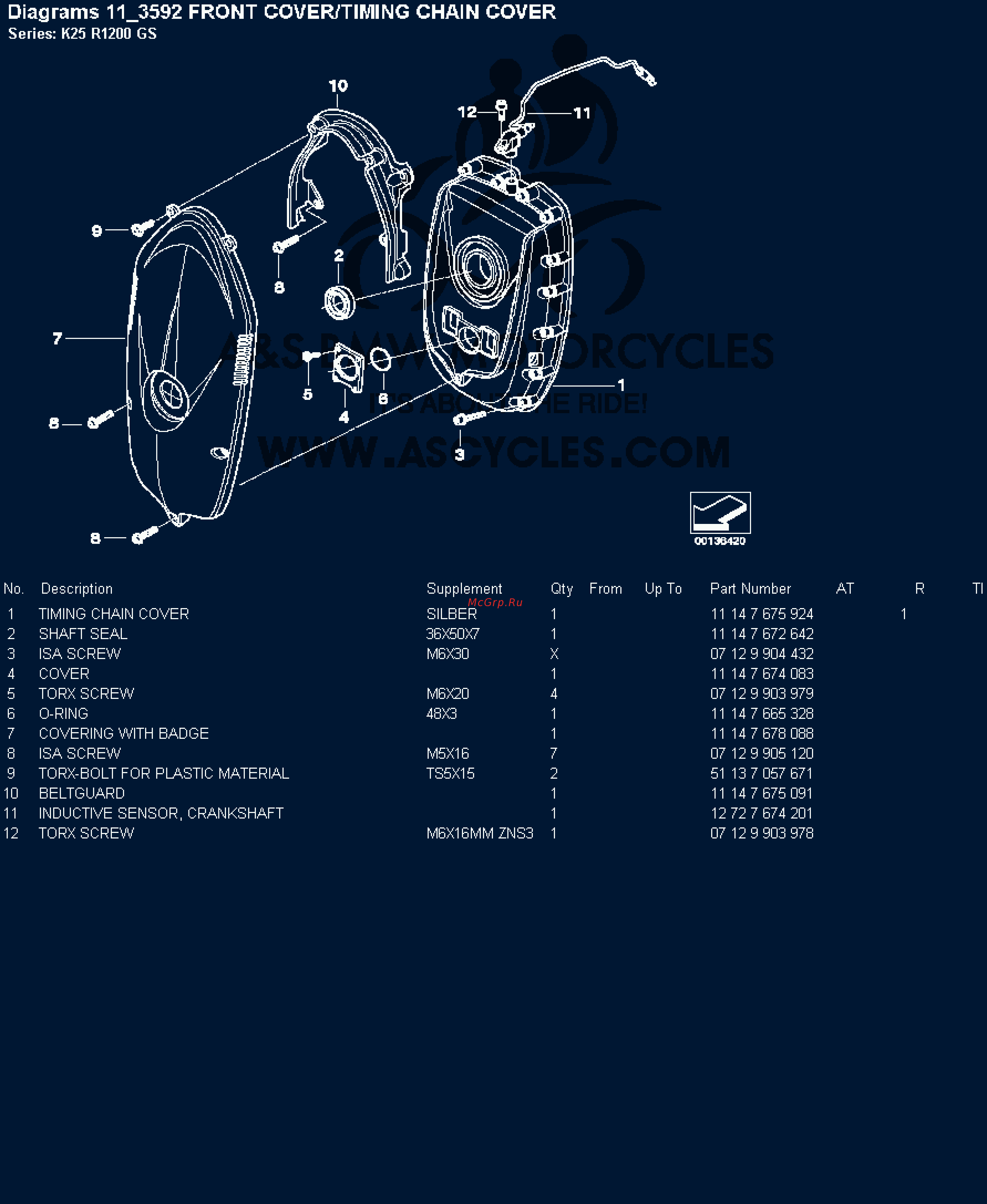 BMW 1200GS [6/142] Diagrams 11 592 front cover timing chain cover