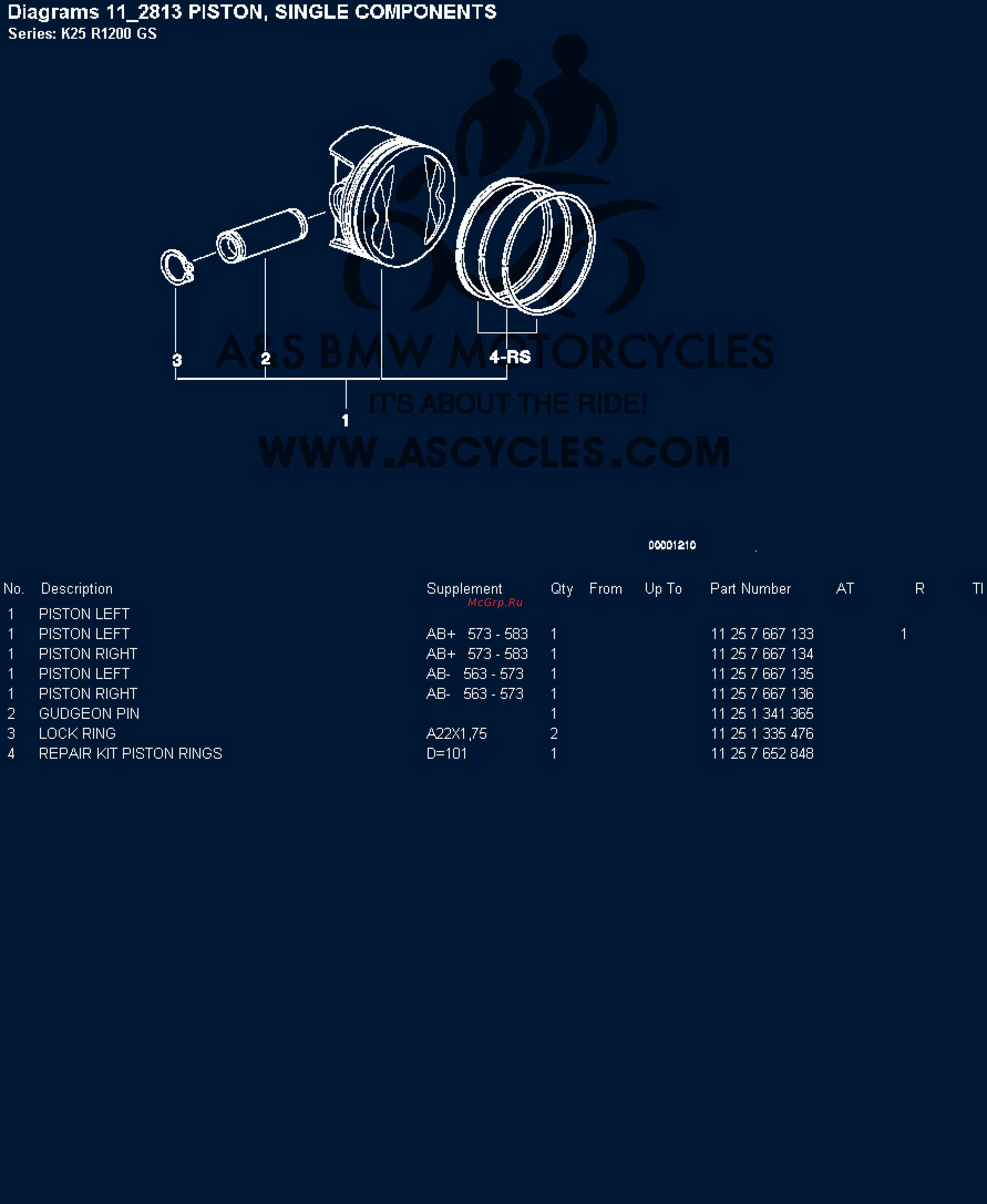 BMW 1200GS [8/142] Diagrams 11 813 piston single components