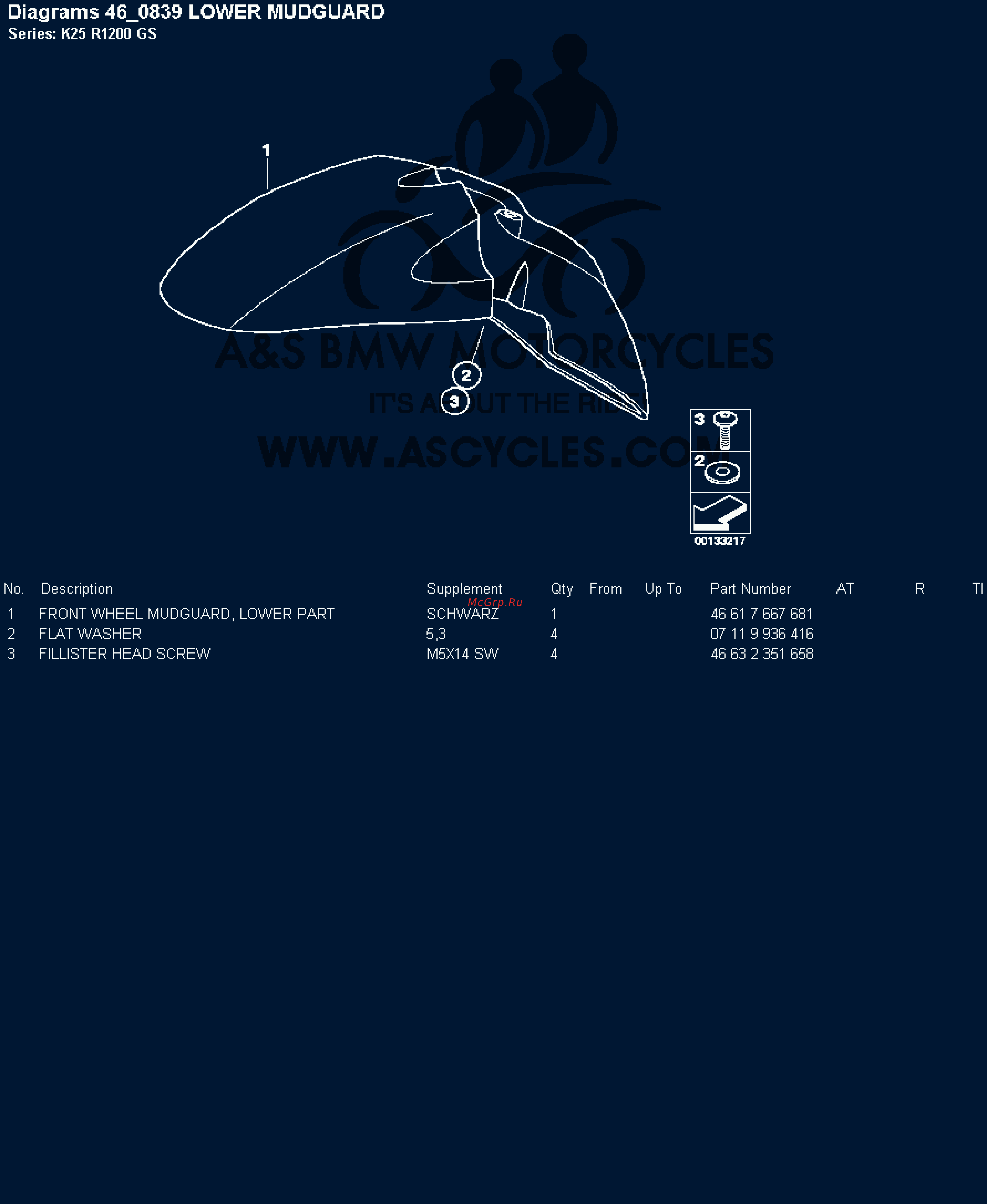 BMW 1200GS [97/142] Diagrams 46 839 lower mudguard