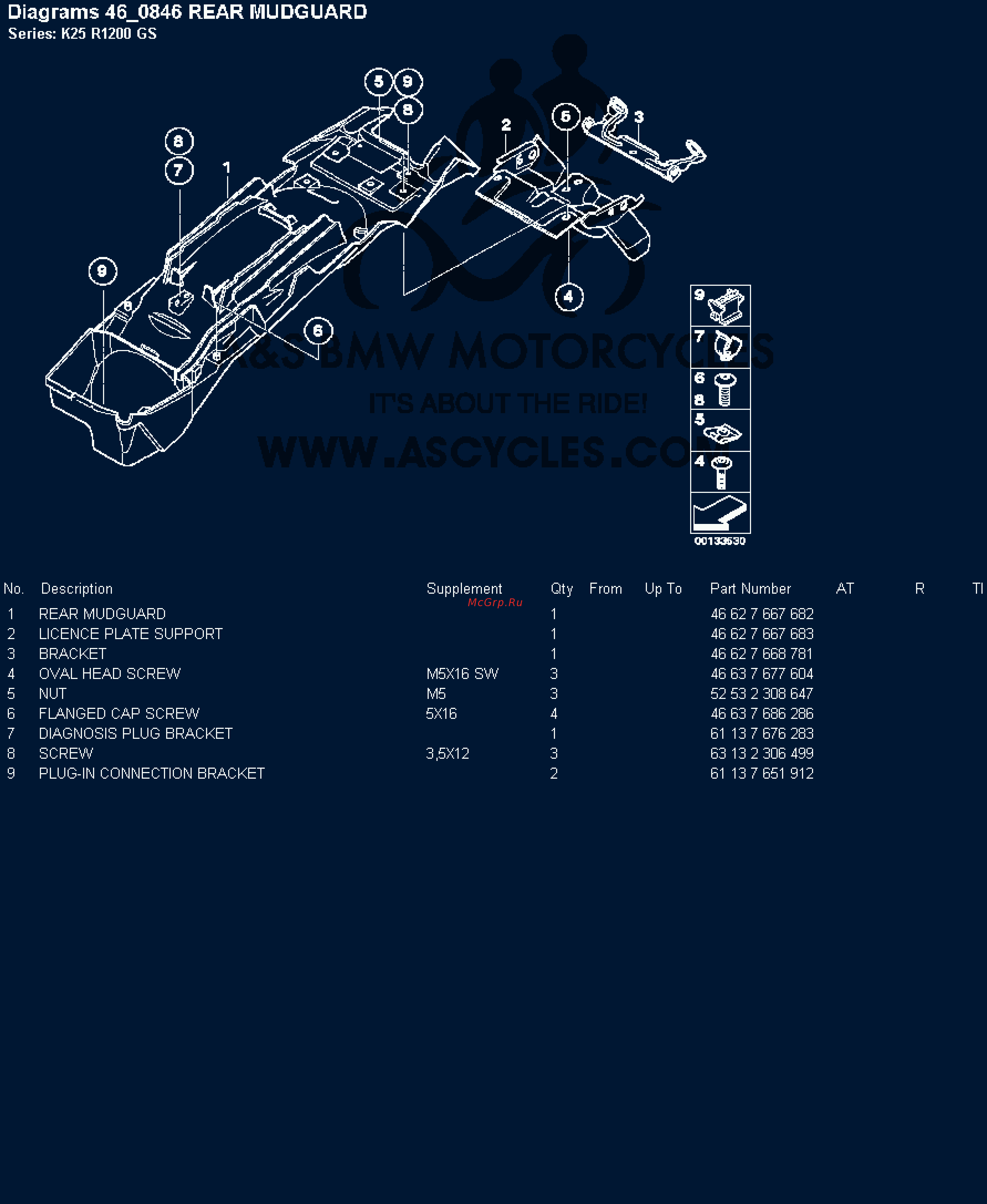 BMW 1200GS [98/142] Diagrams 46 846 rear mudguard