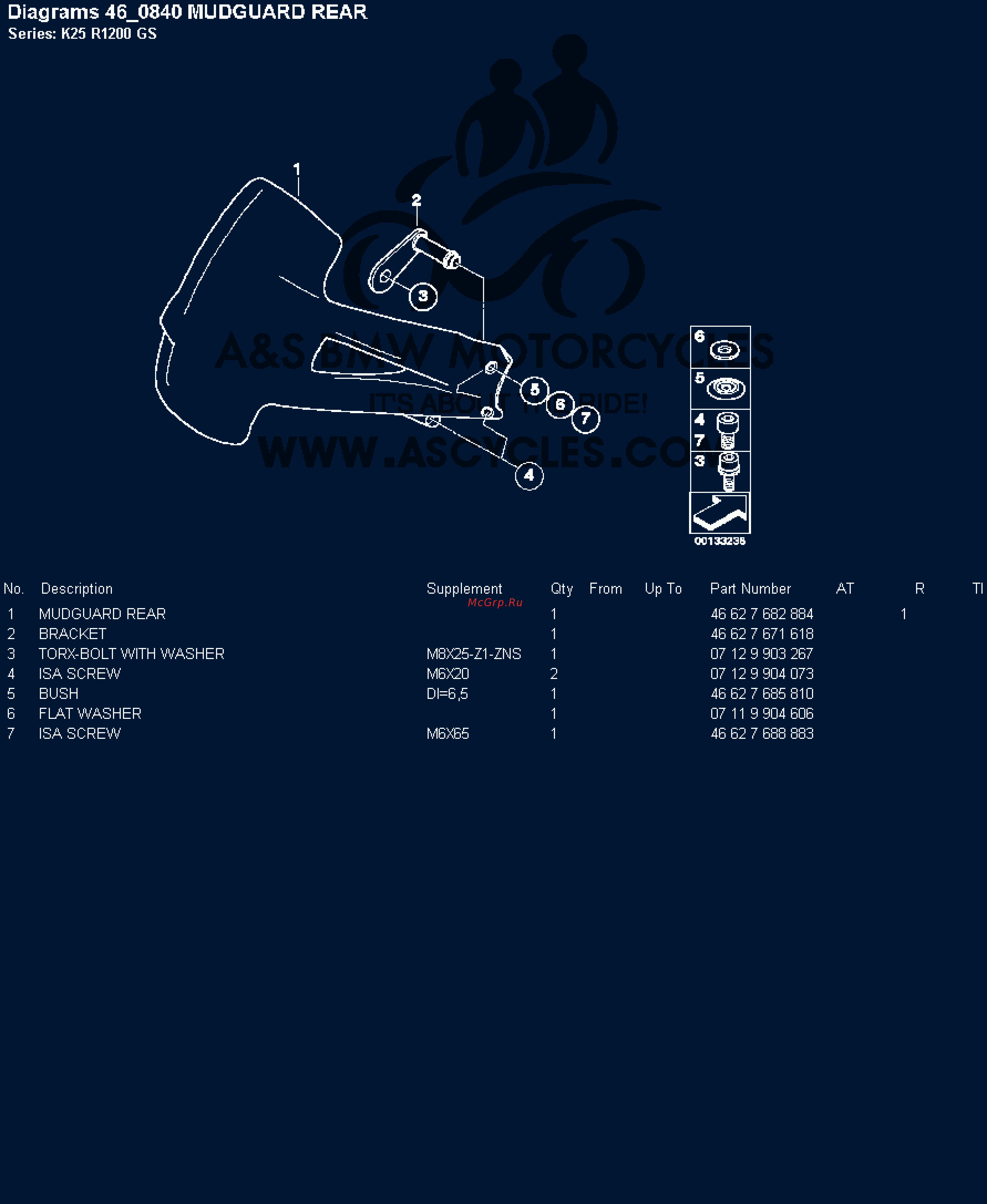 BMW 1200GS [99/142] Diagrams 46 840 mudguard rear