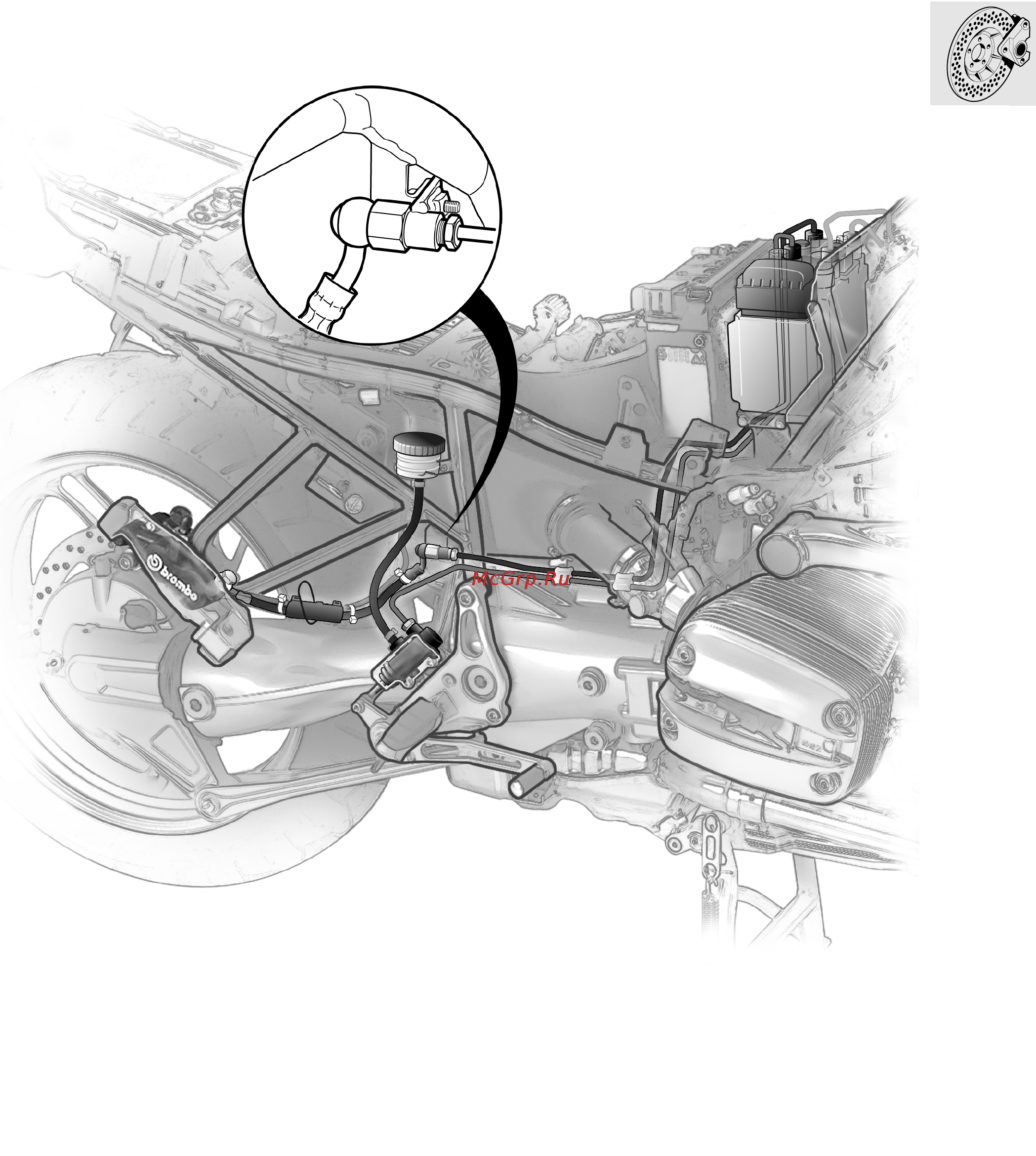 BMW R1150R ABS (2001) [94/95] Removing and refitting rear brake line